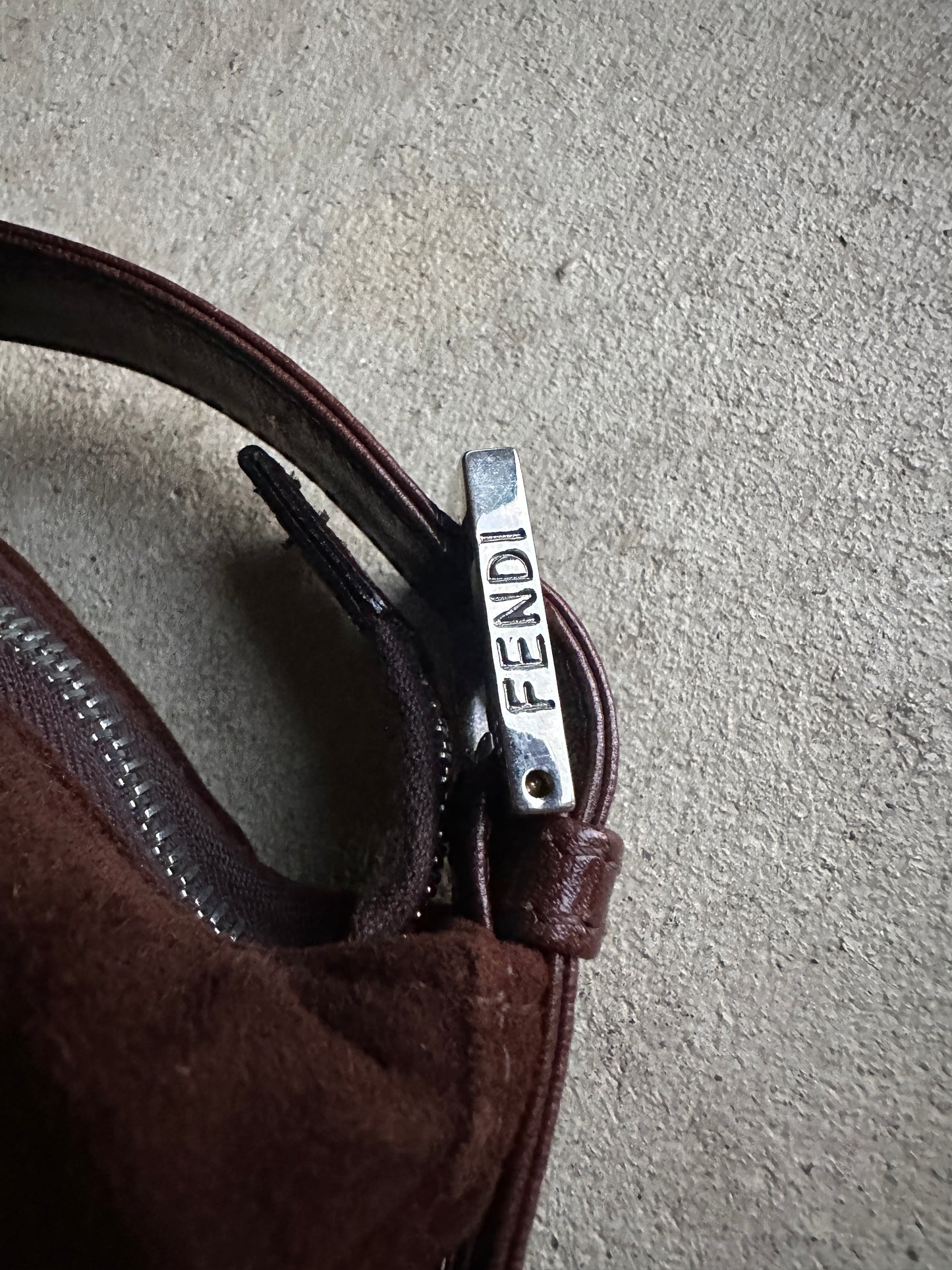 Vintage Brown Suede Fendi Shoulder Bag