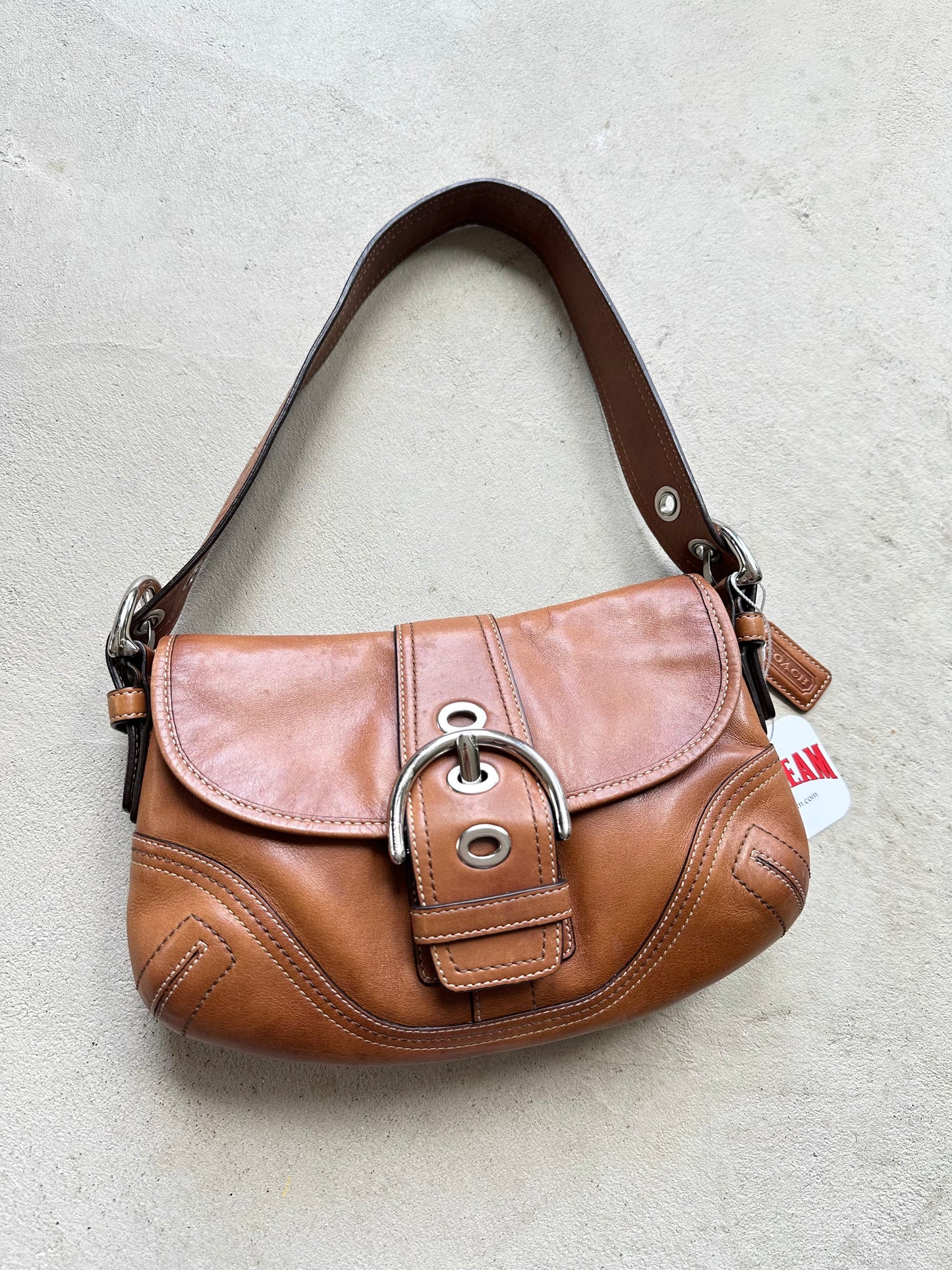 Vintage Y2K Coach Caramel Brown Mini Soho Leather Shoulder Bag