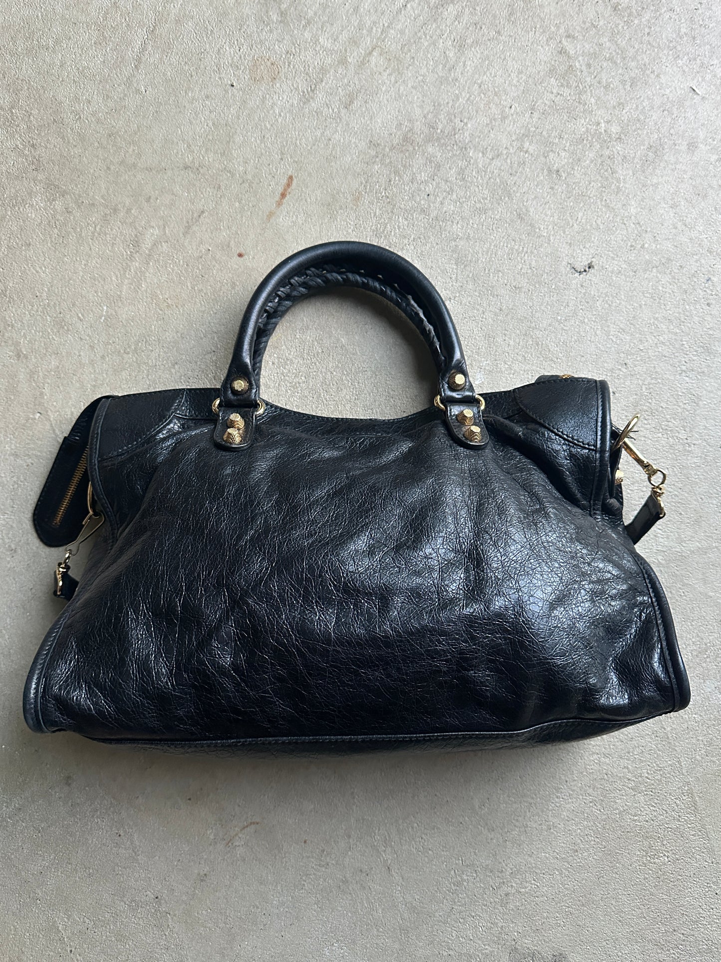 Vintage Black and Gold Balenciaga City Bag