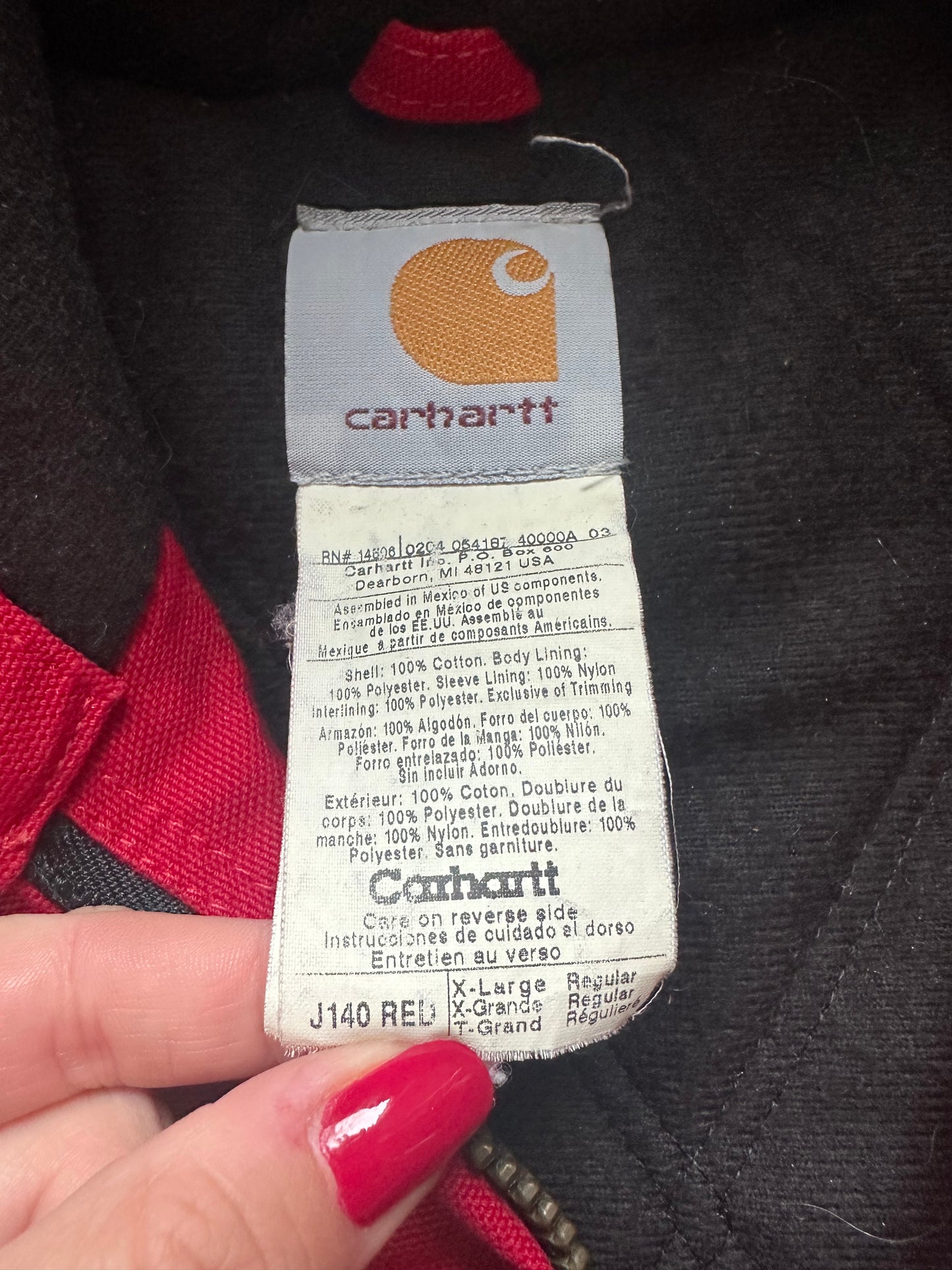 Vintage Carhartt Red Hooded Jacket 90's - XL