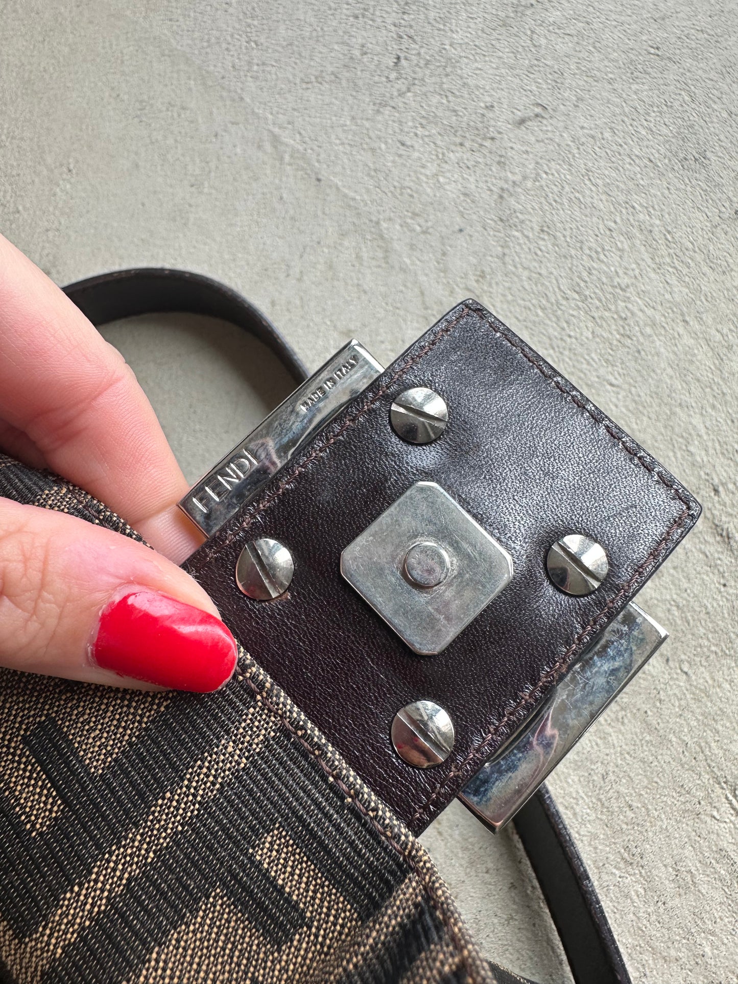 Vintage Fendi Brown Zucca Mama Baguette
