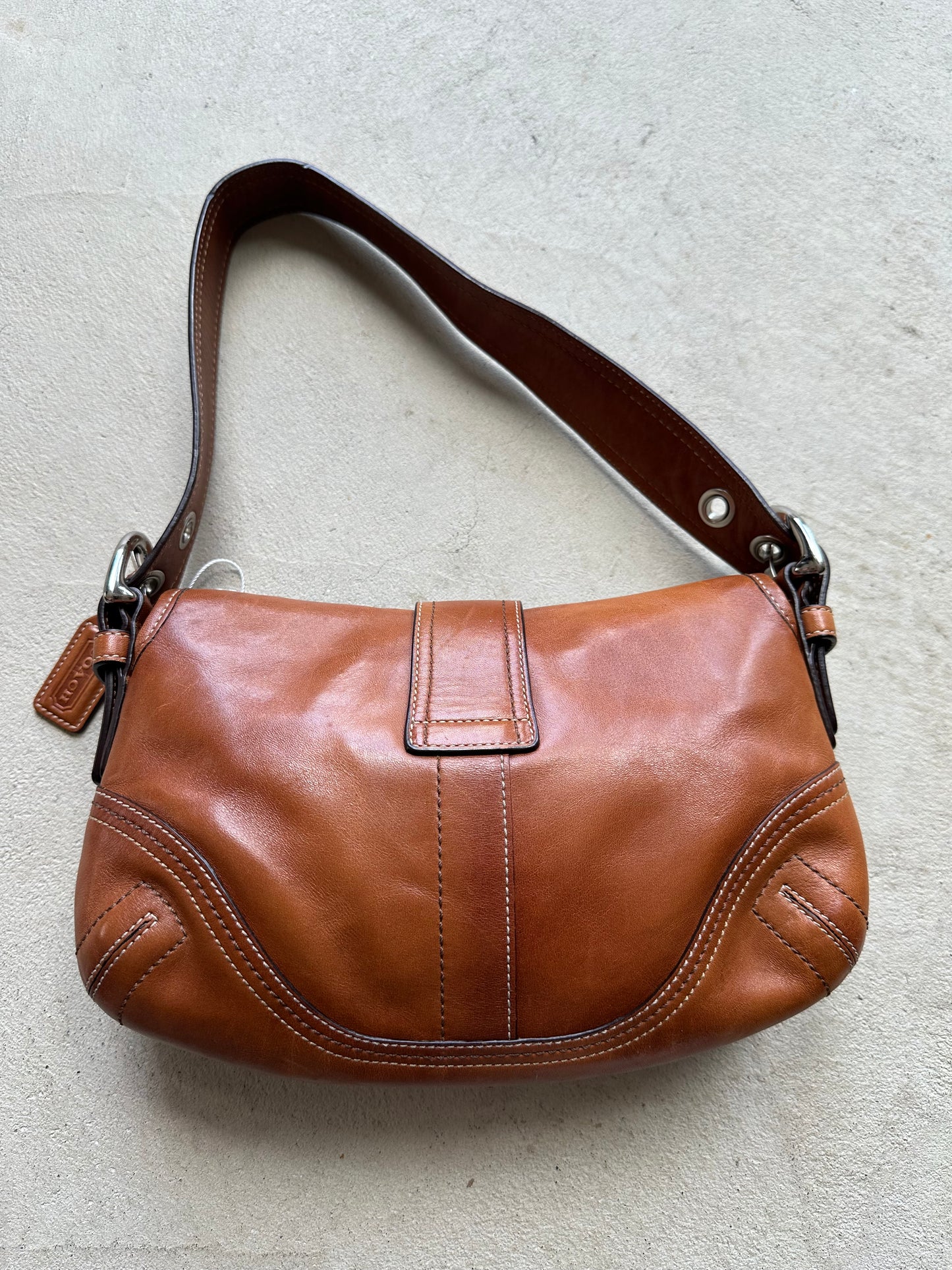 Vintage Y2K Coach Caramel Brown Mini Soho Leather Shoulder Bag