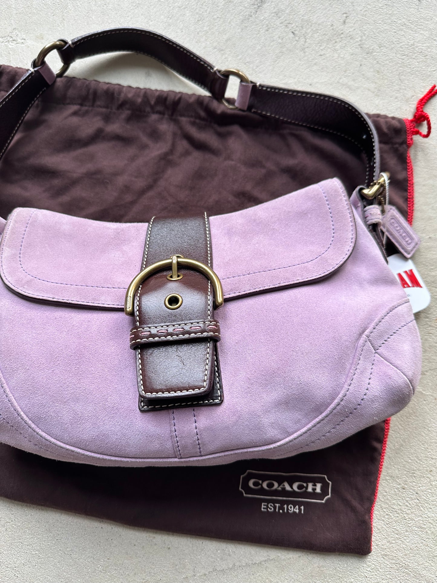 Vintage Coach Pink Suede Soho Shoulder Bag