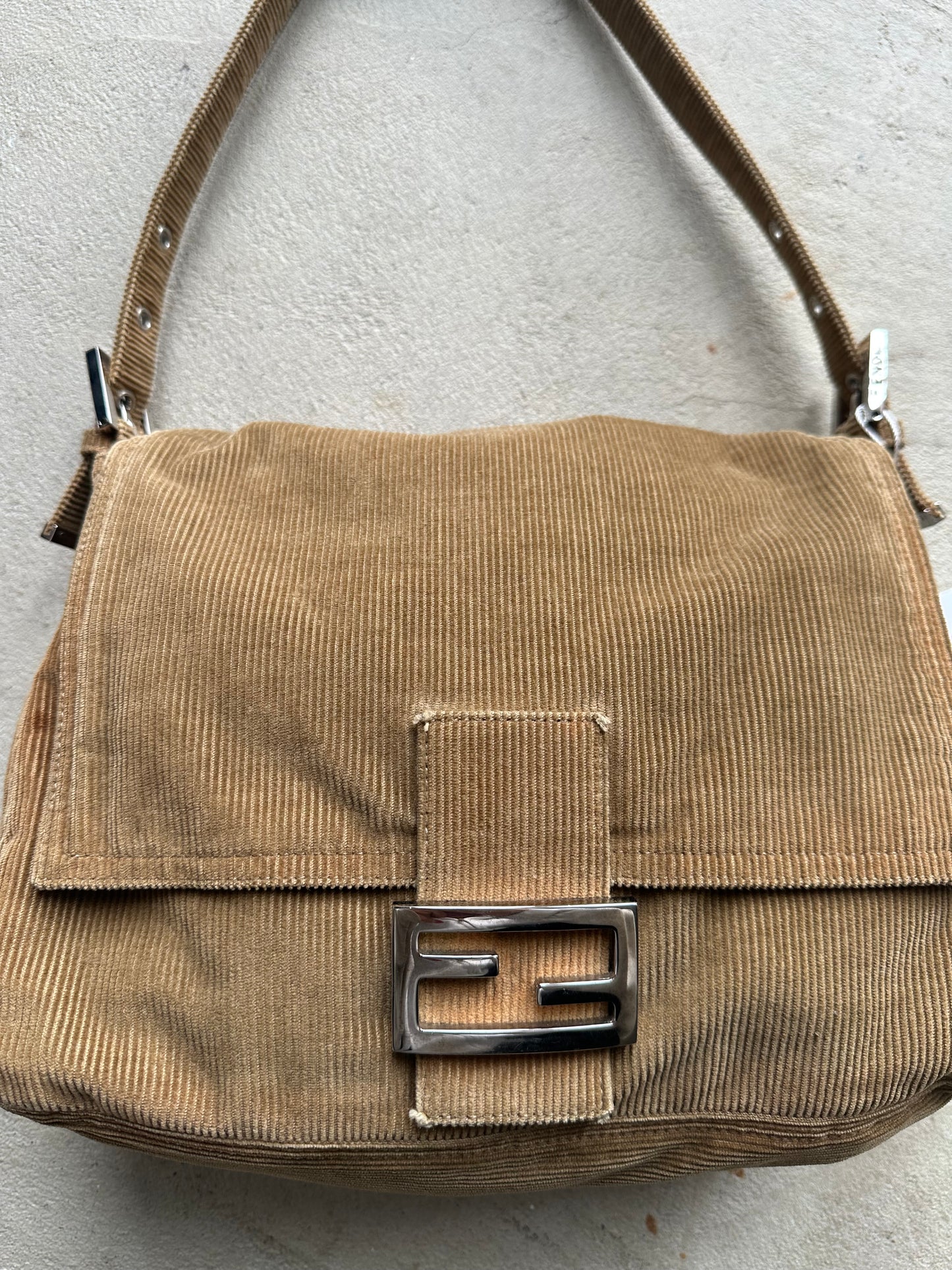 Vintage Fendi Brown Corduroy Mama Baguette