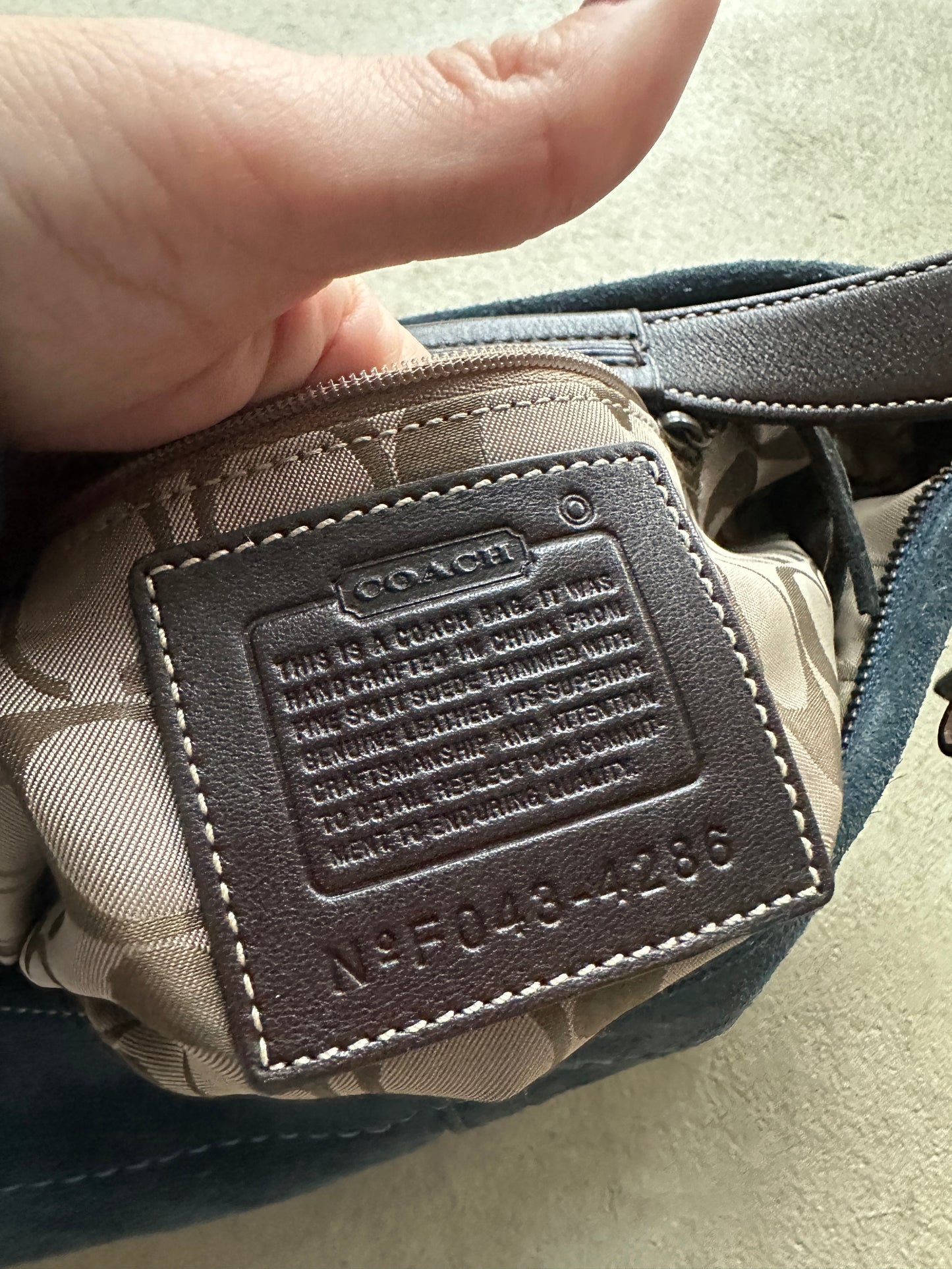 Vintage Coach Blue Suede Croissant Shoulder Bag