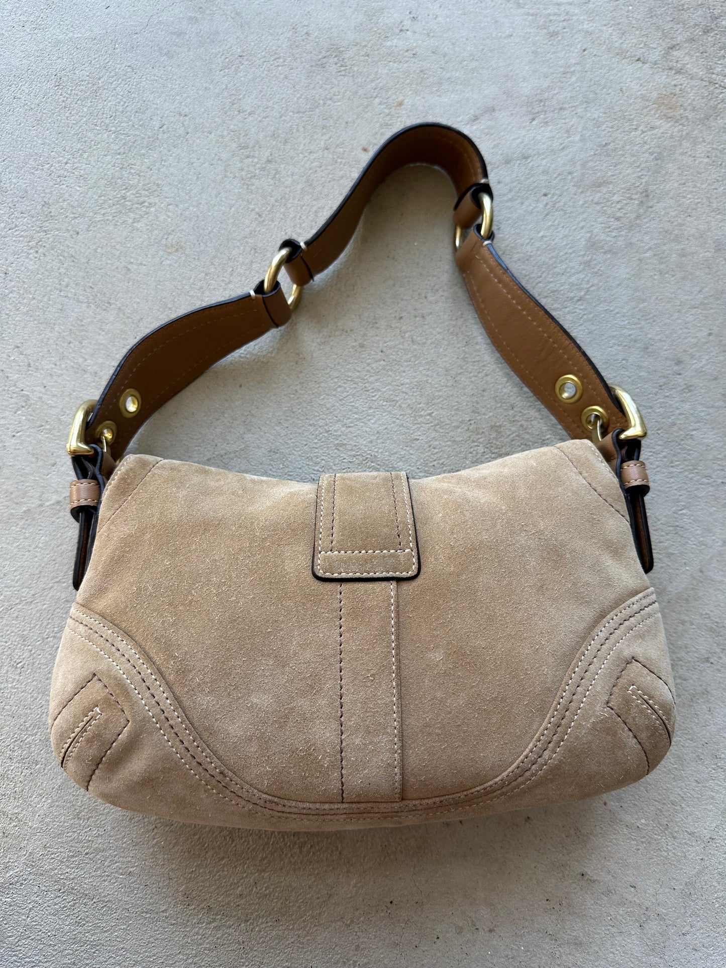 Vintage Y2K Coach Tan Suede Mini Soho Shoulder Bag