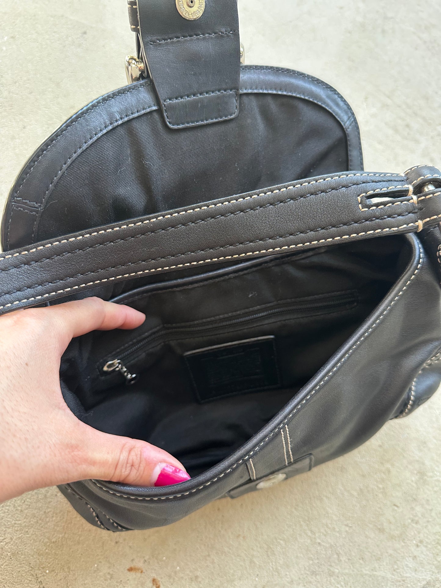 Vintage Y2K Coach Black Mini Soho Leather Shoulder Bag