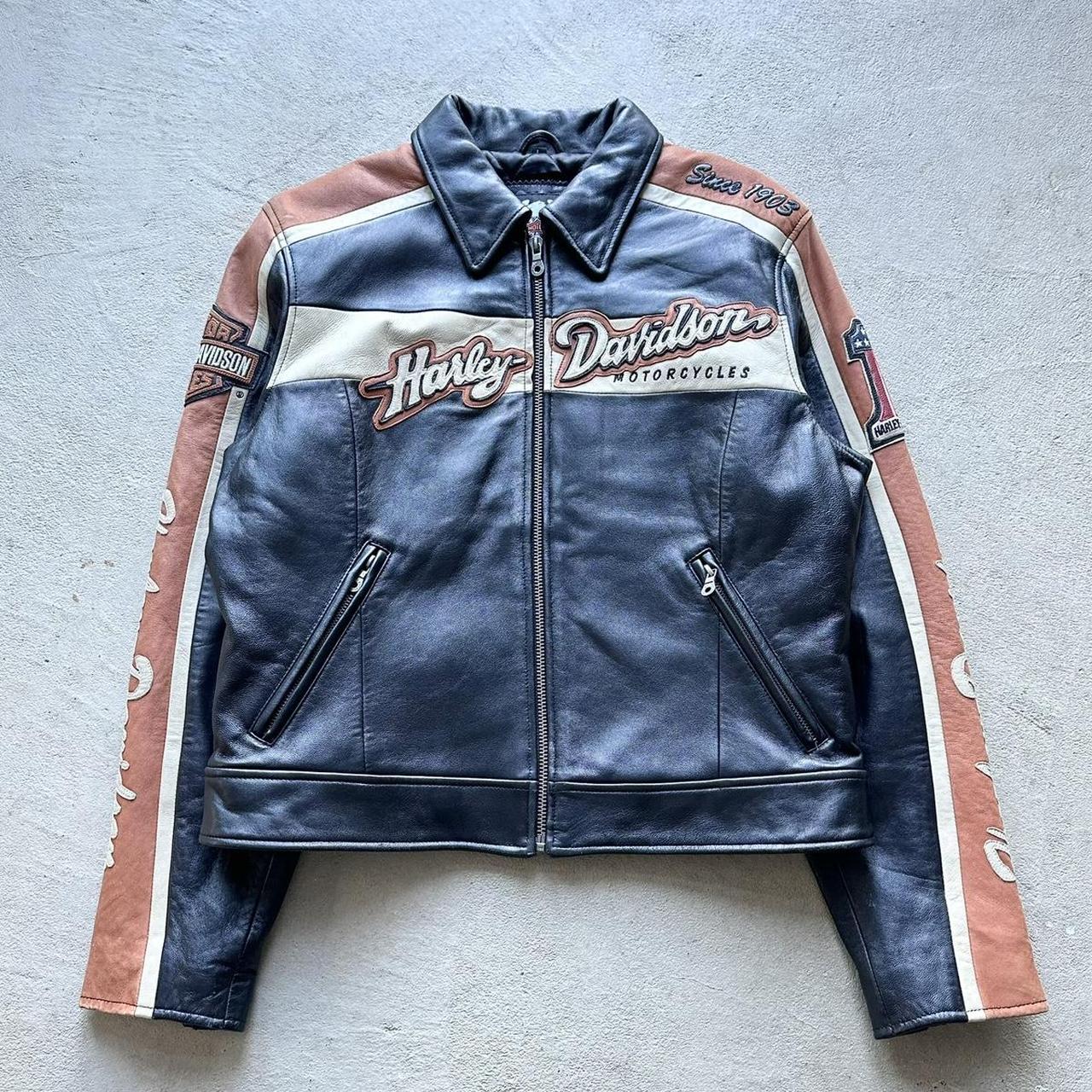 Rare Vintage Harley Davidson Leather Motorcycle Jacket L – On Seam