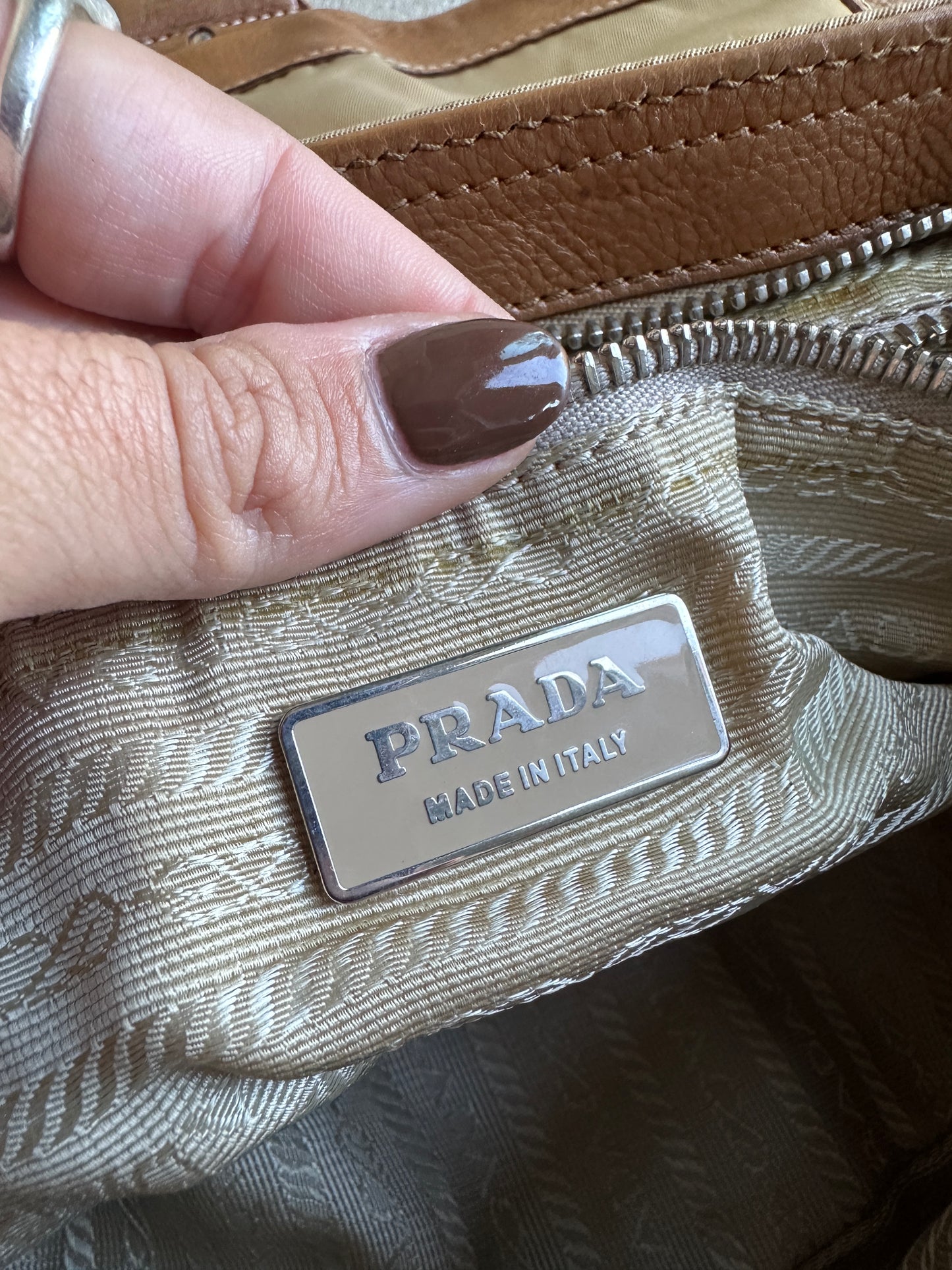 Vintage Prada Tan Leather/Nylon Cargo Bag