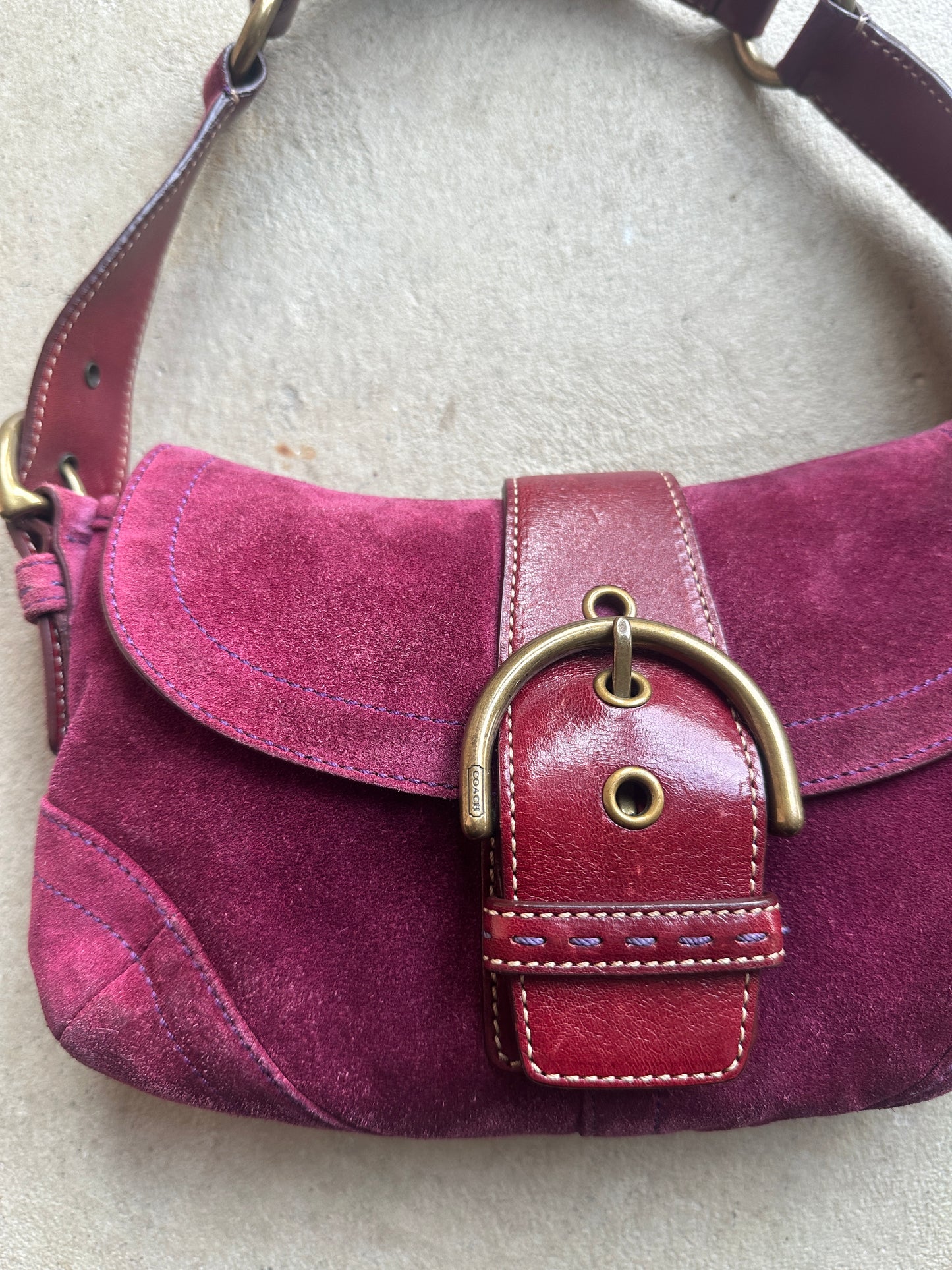 Vintage Purple Suede Coach Soho Mini Shoulder Bag