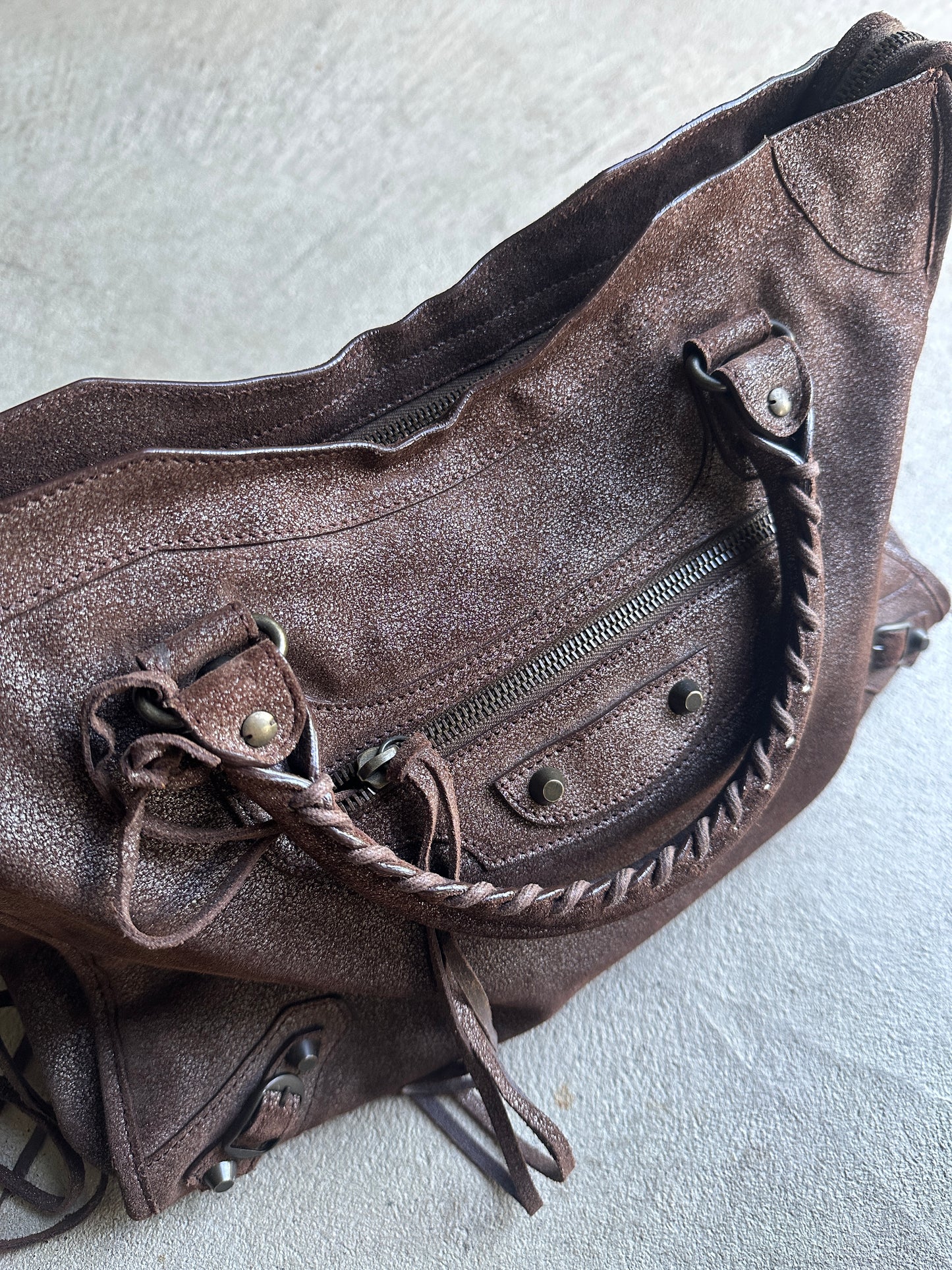 Vintage Rare Brown Metallic Balenciaga City Bag