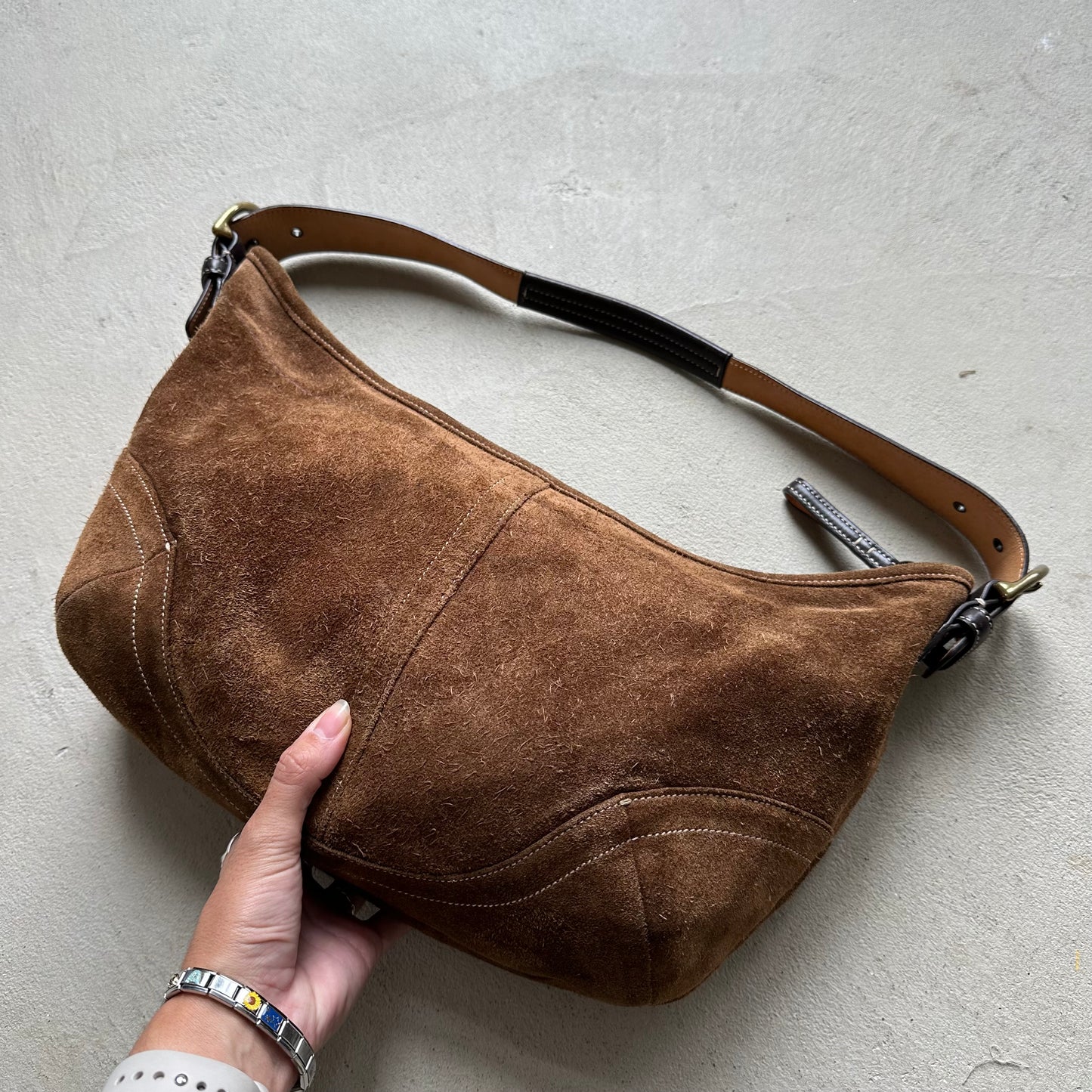 Vintage Y2K Coach Brown Suede Big Croissant Shoulder Bag