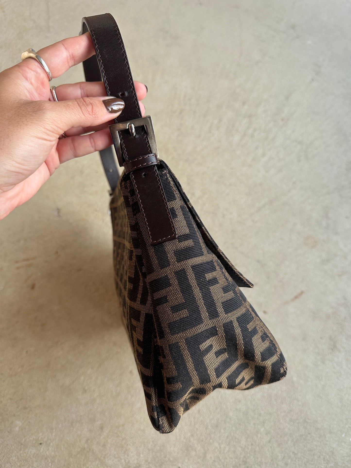 Vintage Fendi Brown Zucca Mama Baguette