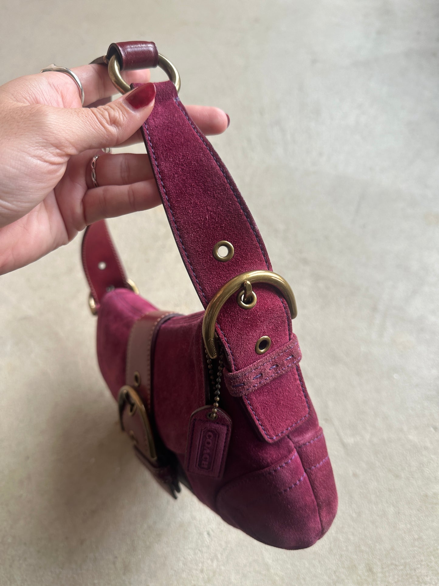 Vintage Purple Suede Coach Soho Mini Shoulder Bag