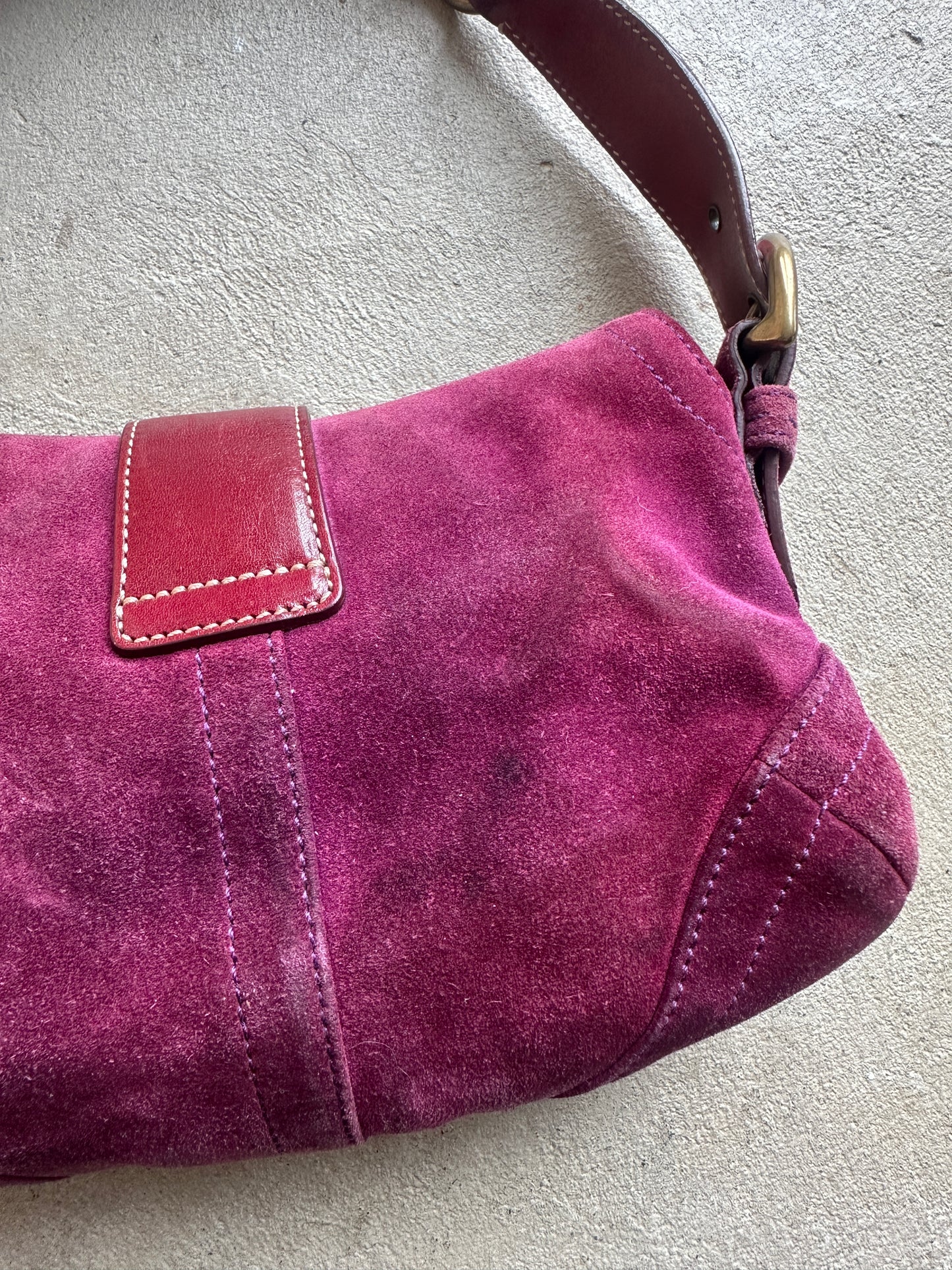 Vintage Purple Suede Coach Soho Mini Shoulder Bag