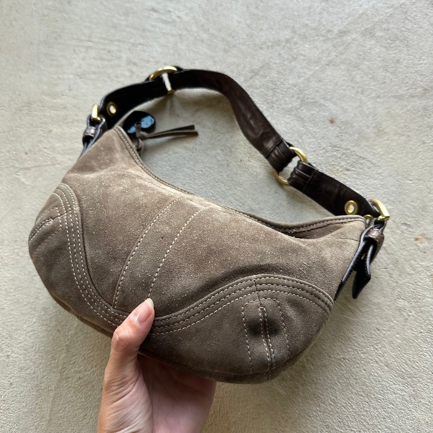 Vintage Y2K Coach Suede Brown Shoulder Bag