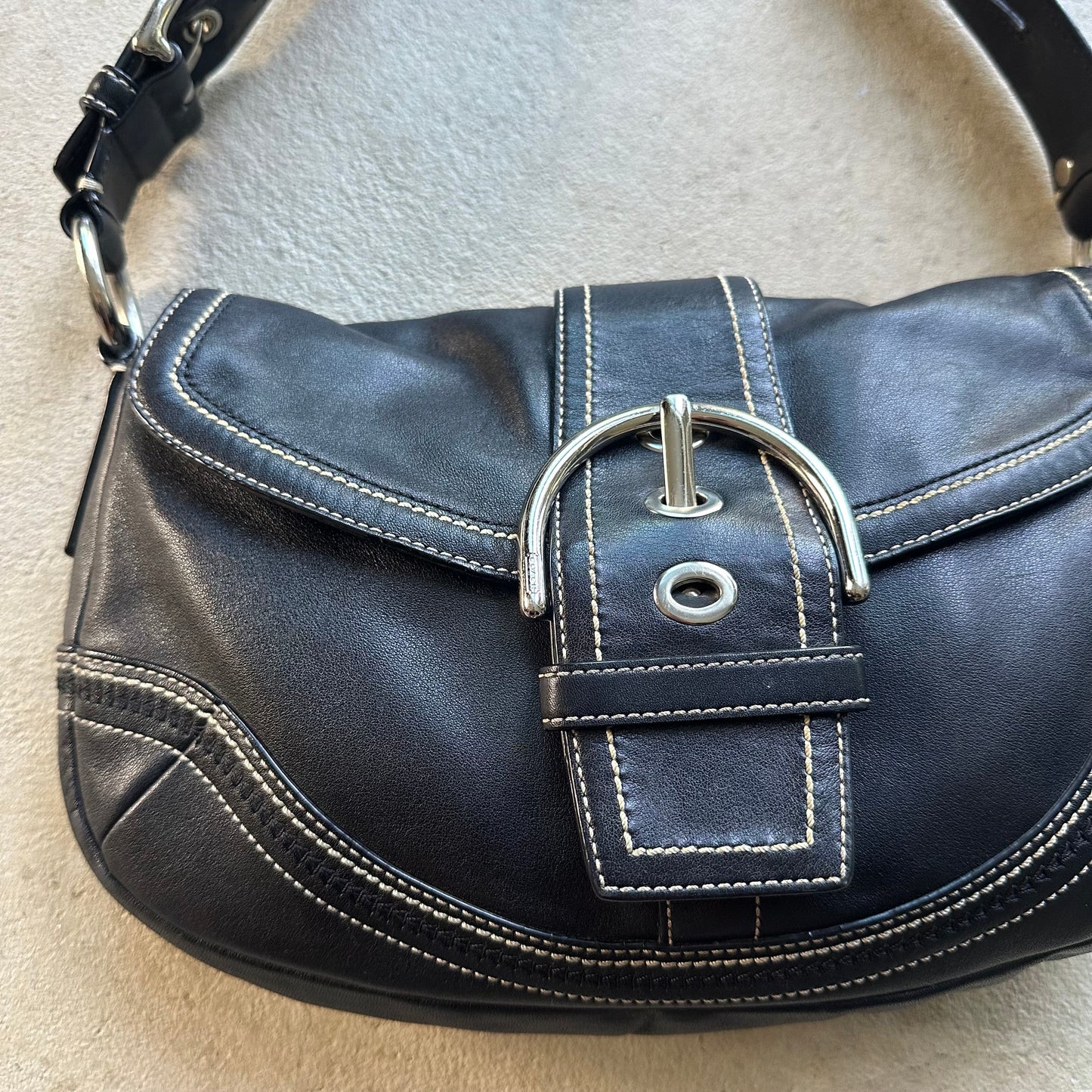 Vintage Y2K Coach Black Leather Soho Shoulder Bag