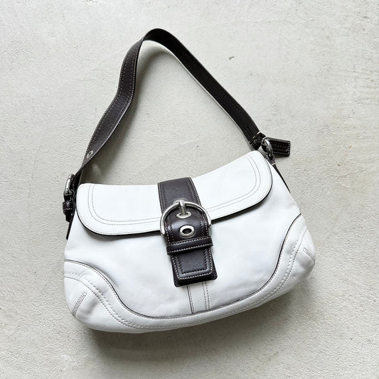 Vintage Y2K Coach White Leather Soho Shoulder Bag