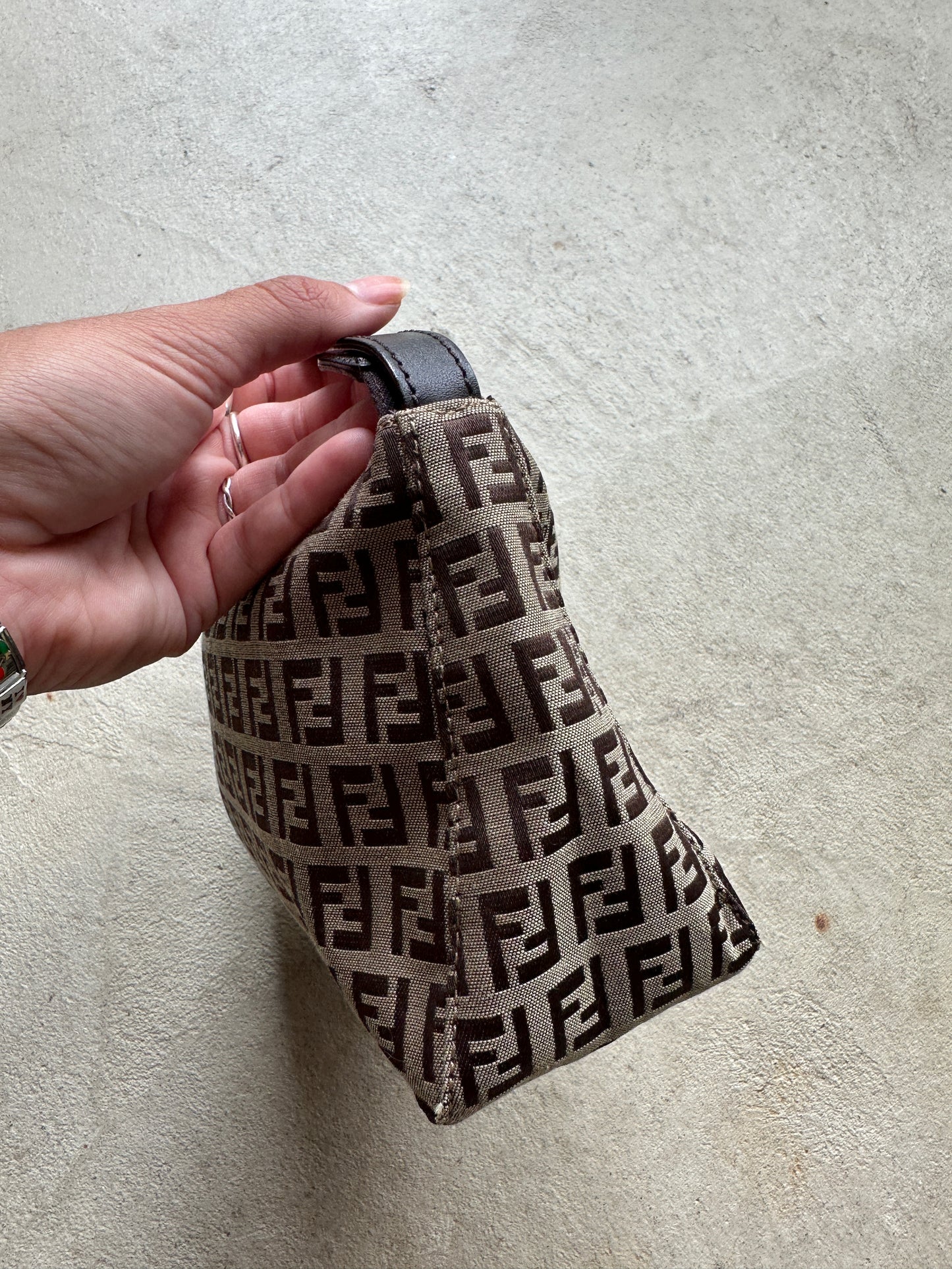 Vintage Fendi Brown Zucchino Mini Hand Bag
