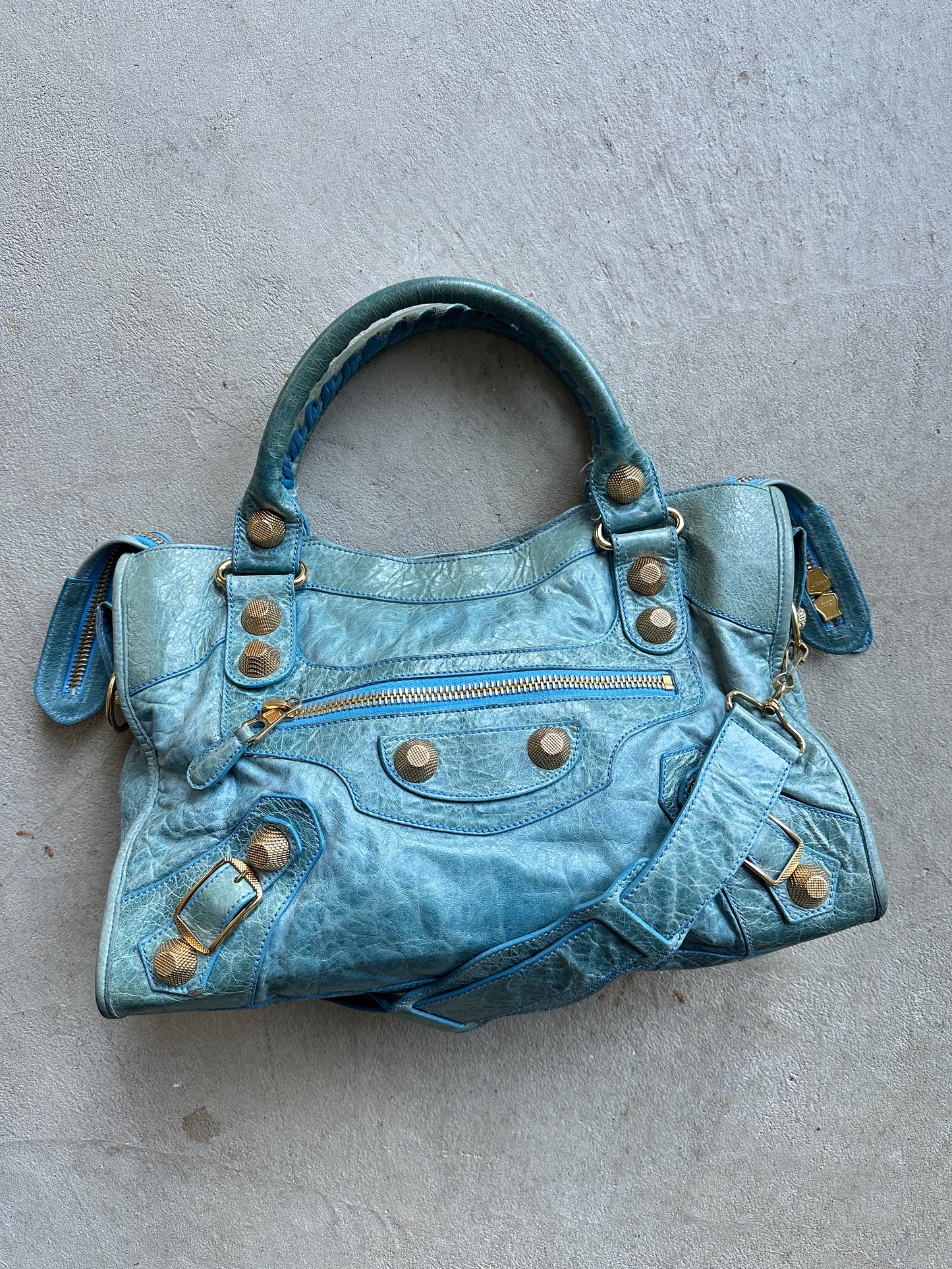 Vintage Faded Blue Balenciaga City Bag