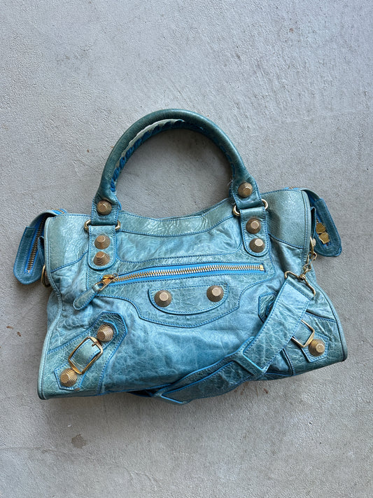 Vintage Faded Blue Balenciaga City Bag