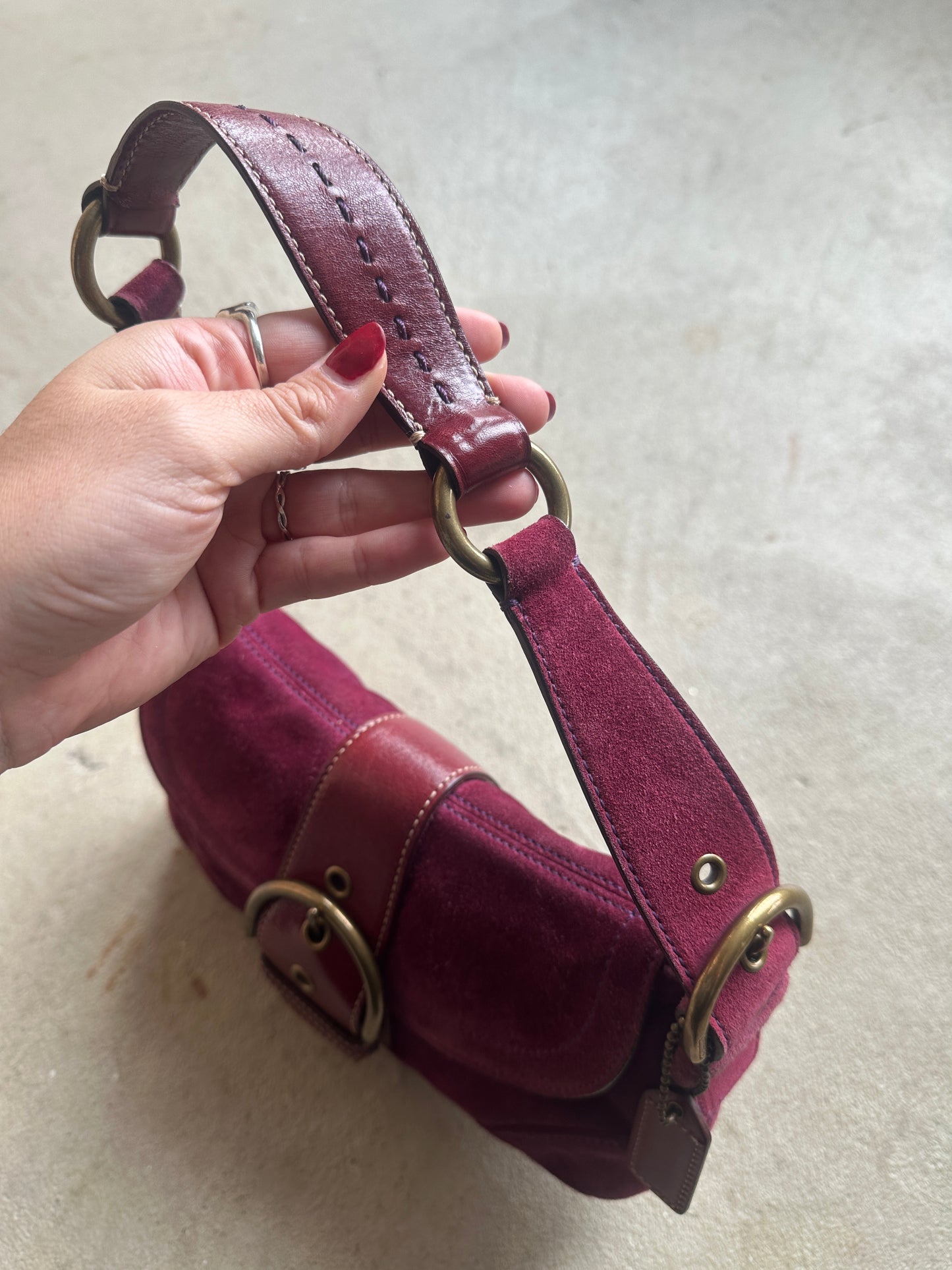 Vintage Purple Suede Coach Soho Mini Shoulder Bag