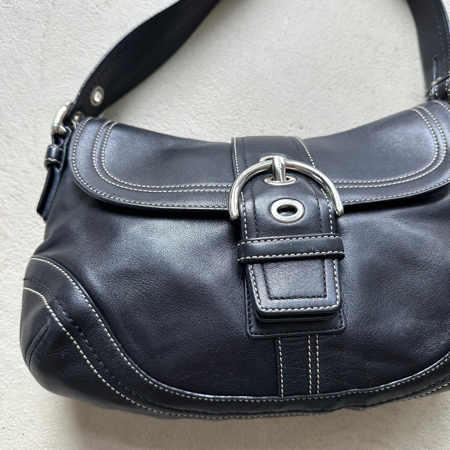 Vintage Y2K Coach Black Leather Soho Shoulder Bag