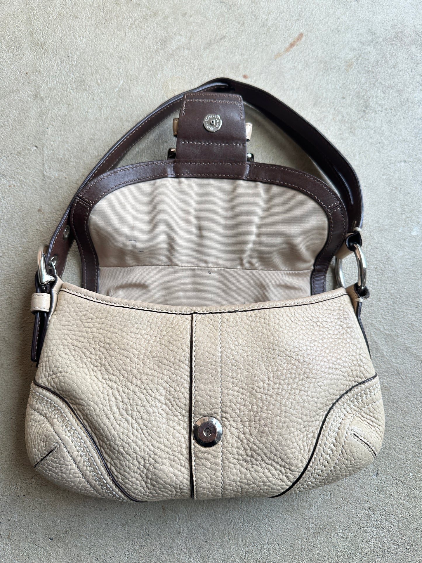 Vintage Coach Beige Mini Soho Shoulder Bag