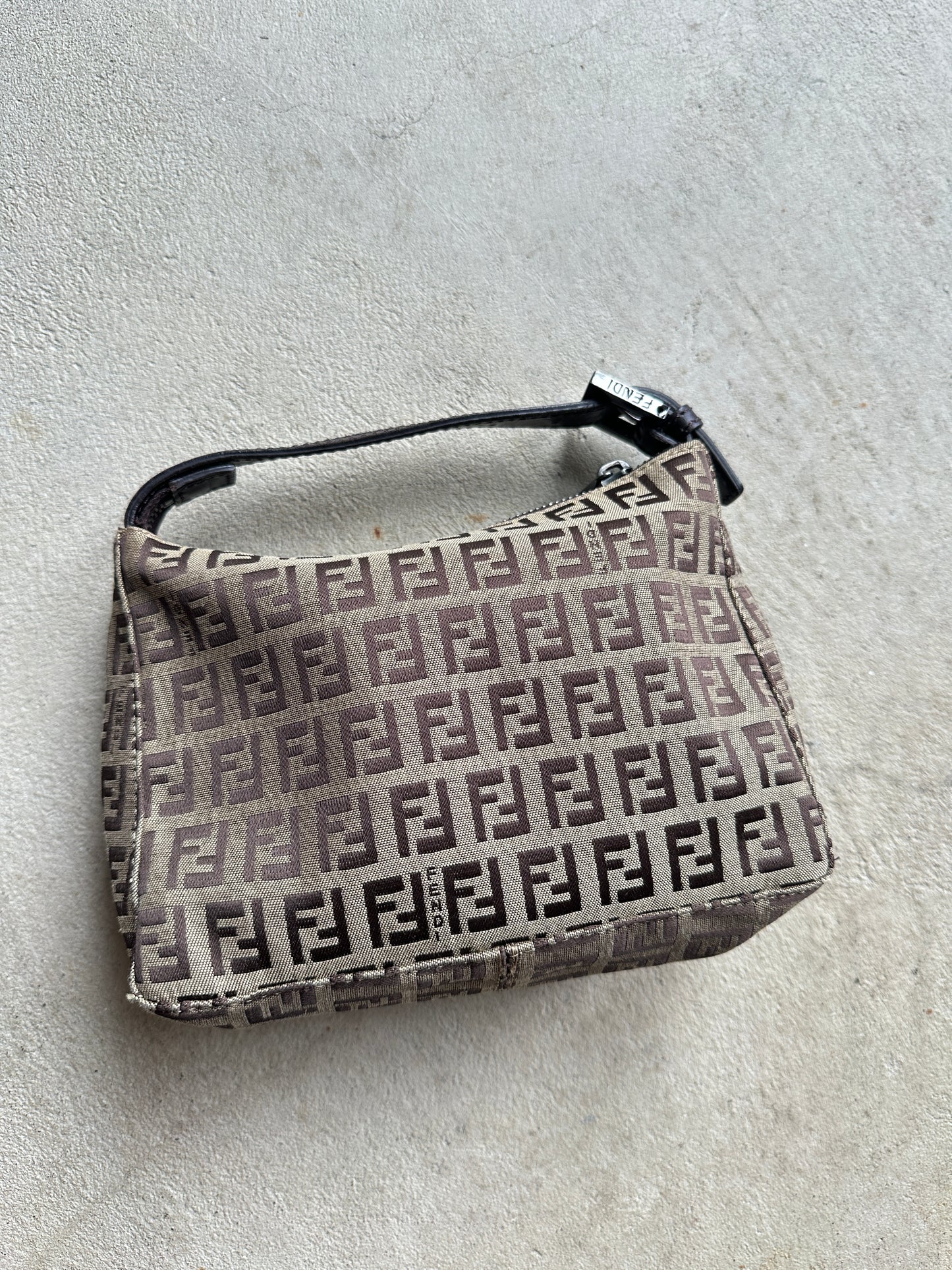 Vintage Fendi Brown Zucchino Mini Hand Bag