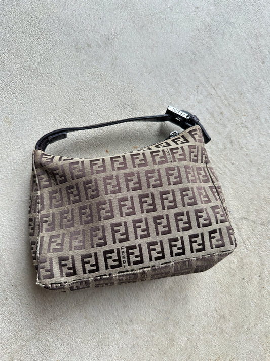 Vintage Fendi Brown Zucchino Mini Hand Bag
