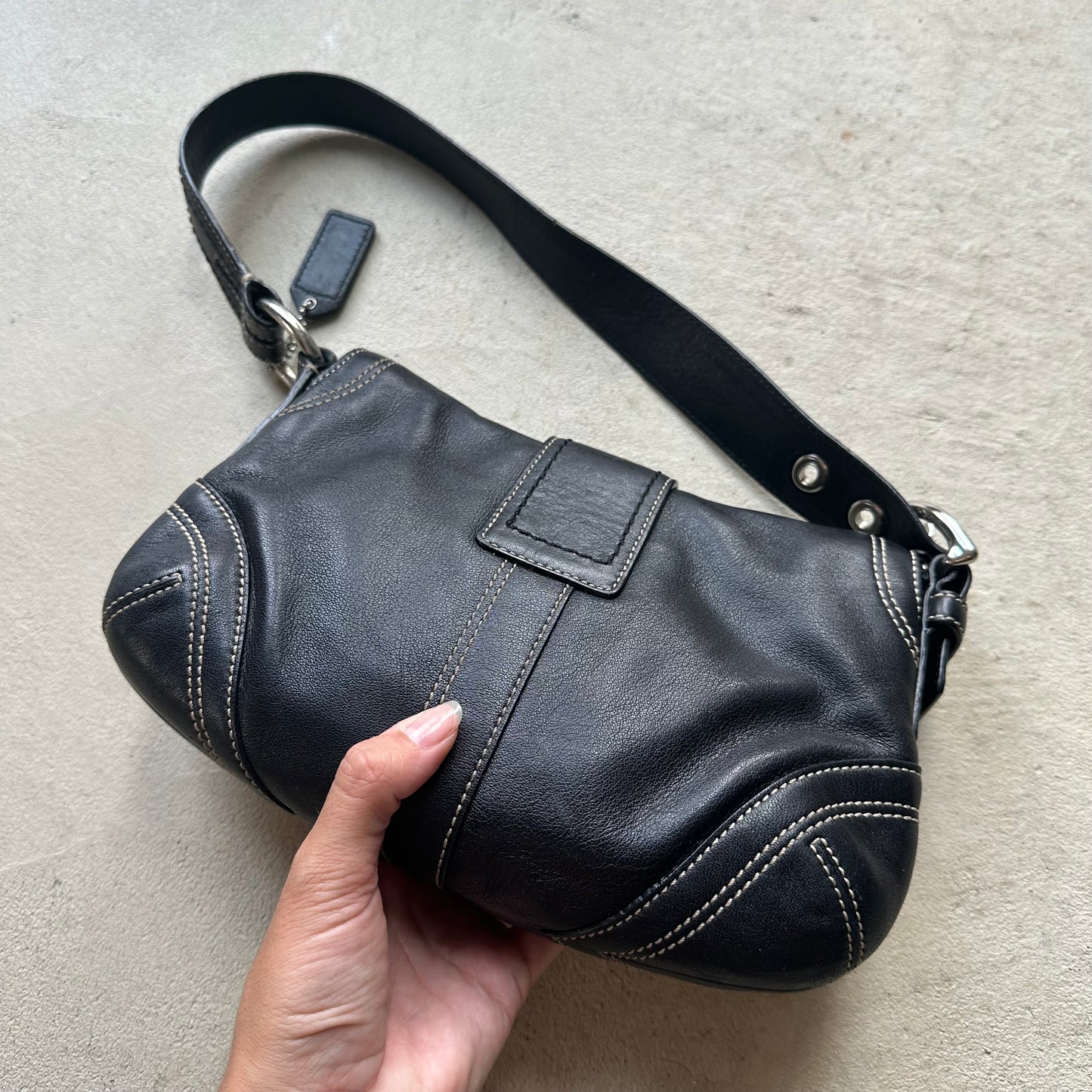 Vintage Y2K Coach Black Mini Soho Leather Shoulder Bag