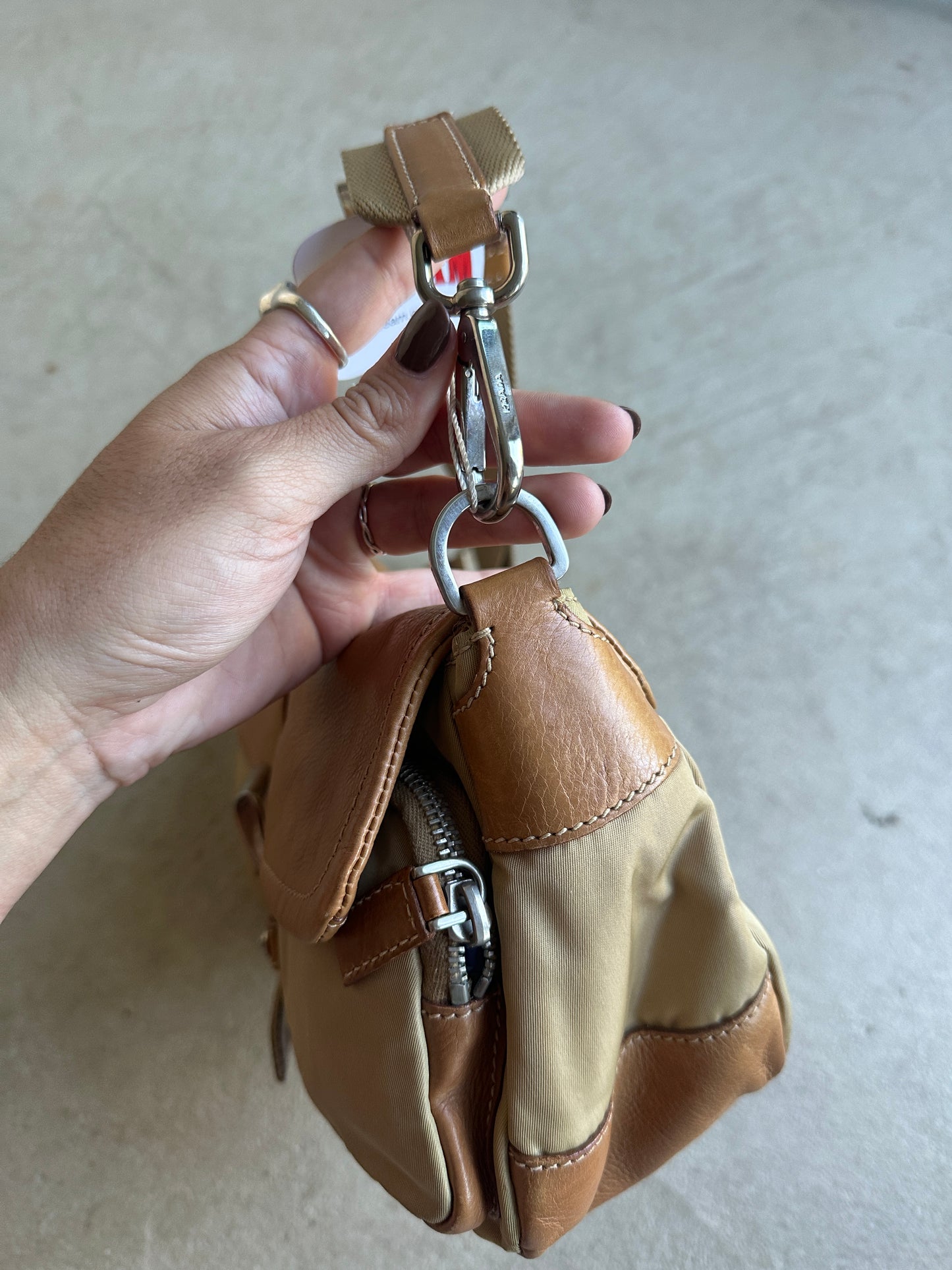 Vintage Prada Tan Leather/Nylon Cargo Bag