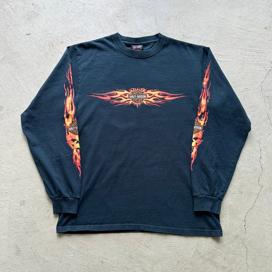 Vintage Harley Davidson Flame Long Sleeve Shirt - M