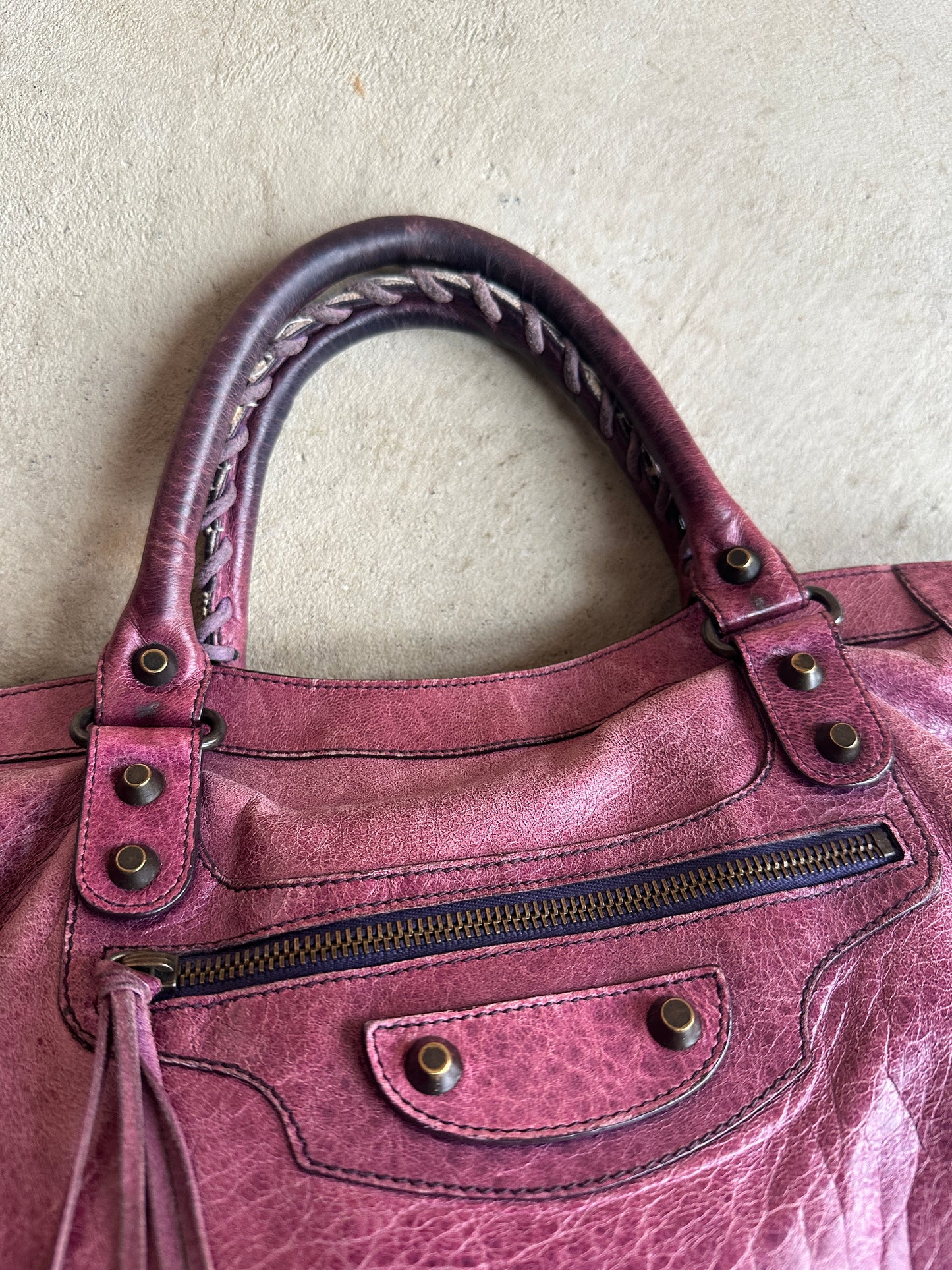 Vintage Maroon/burgundy Balenciaga City Bag