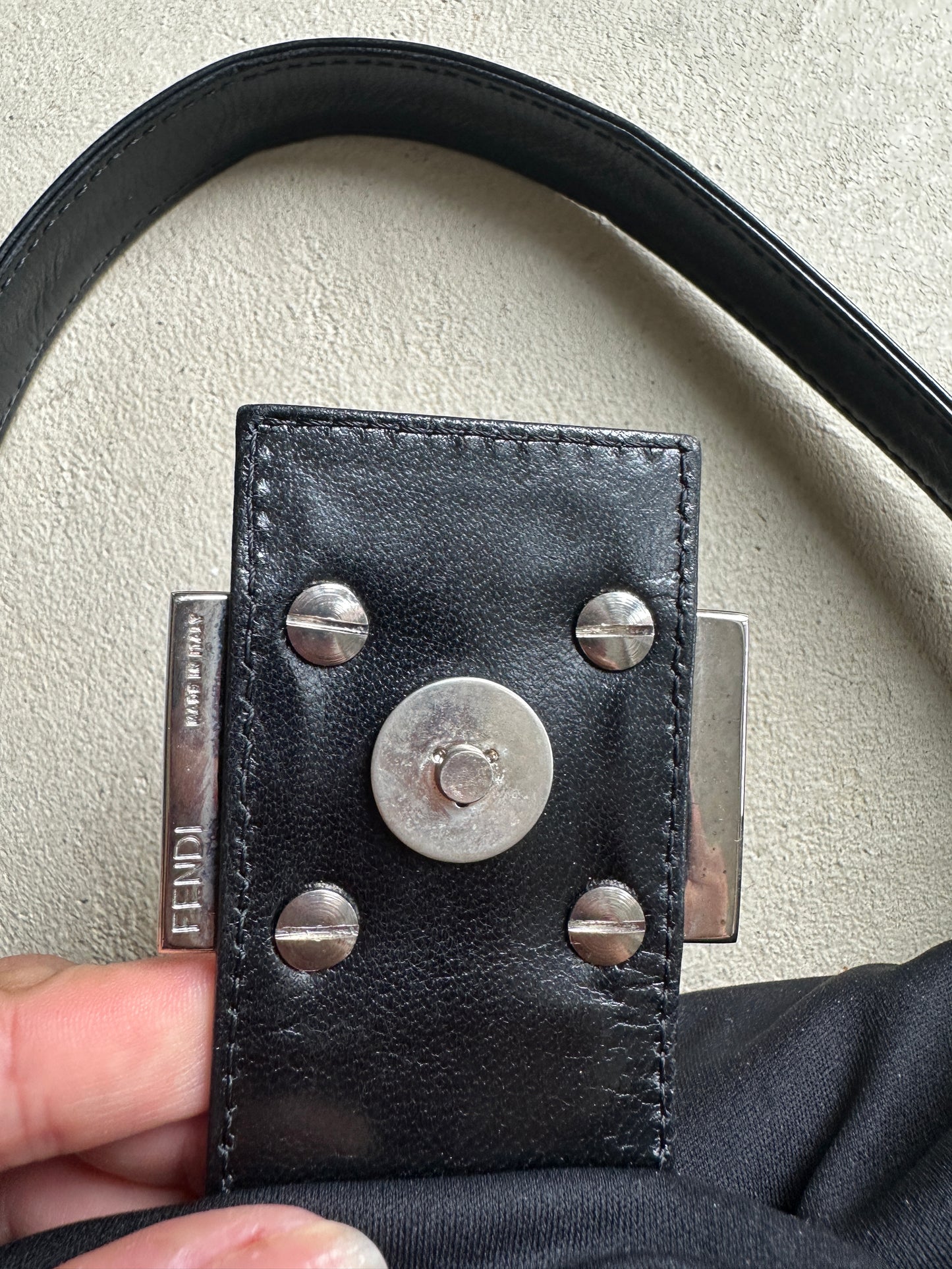 Vintage Fendi Black Nylon Baguette