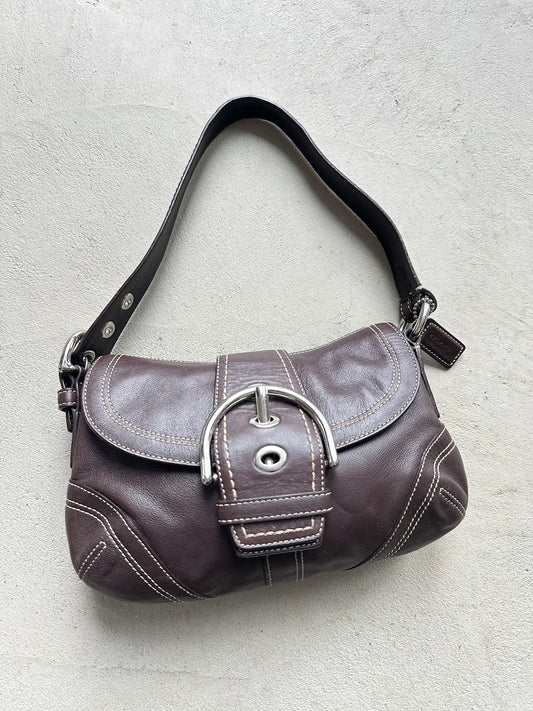 Vintage Y2K Coach Brown Mini Soho Leather Shoulder Bag