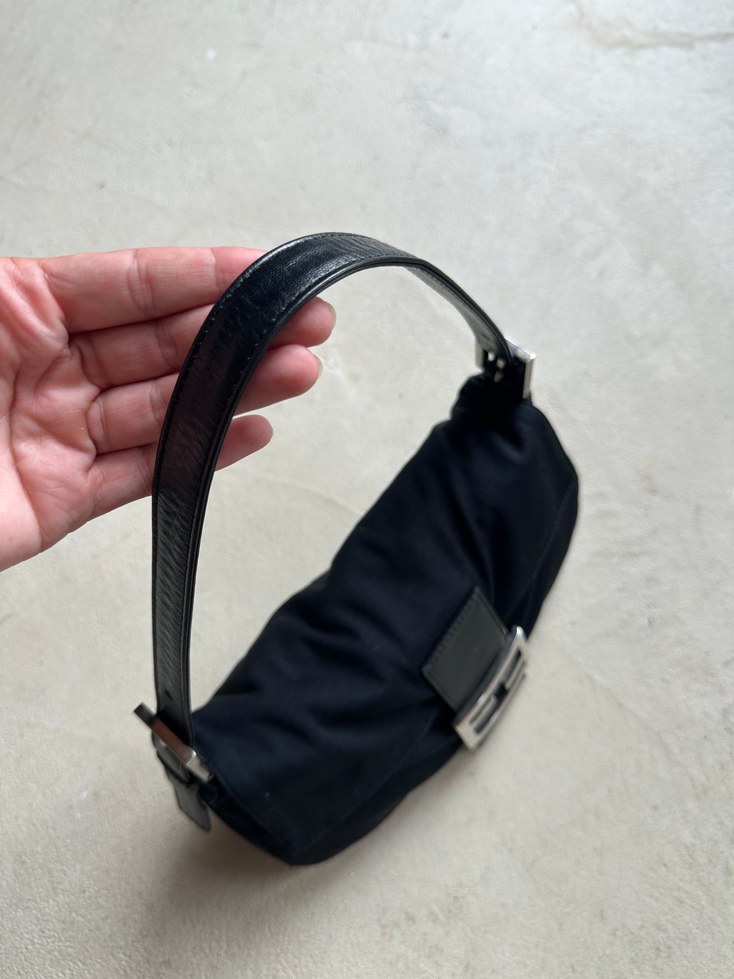 Vintage Fendi Black Nylon Baguette