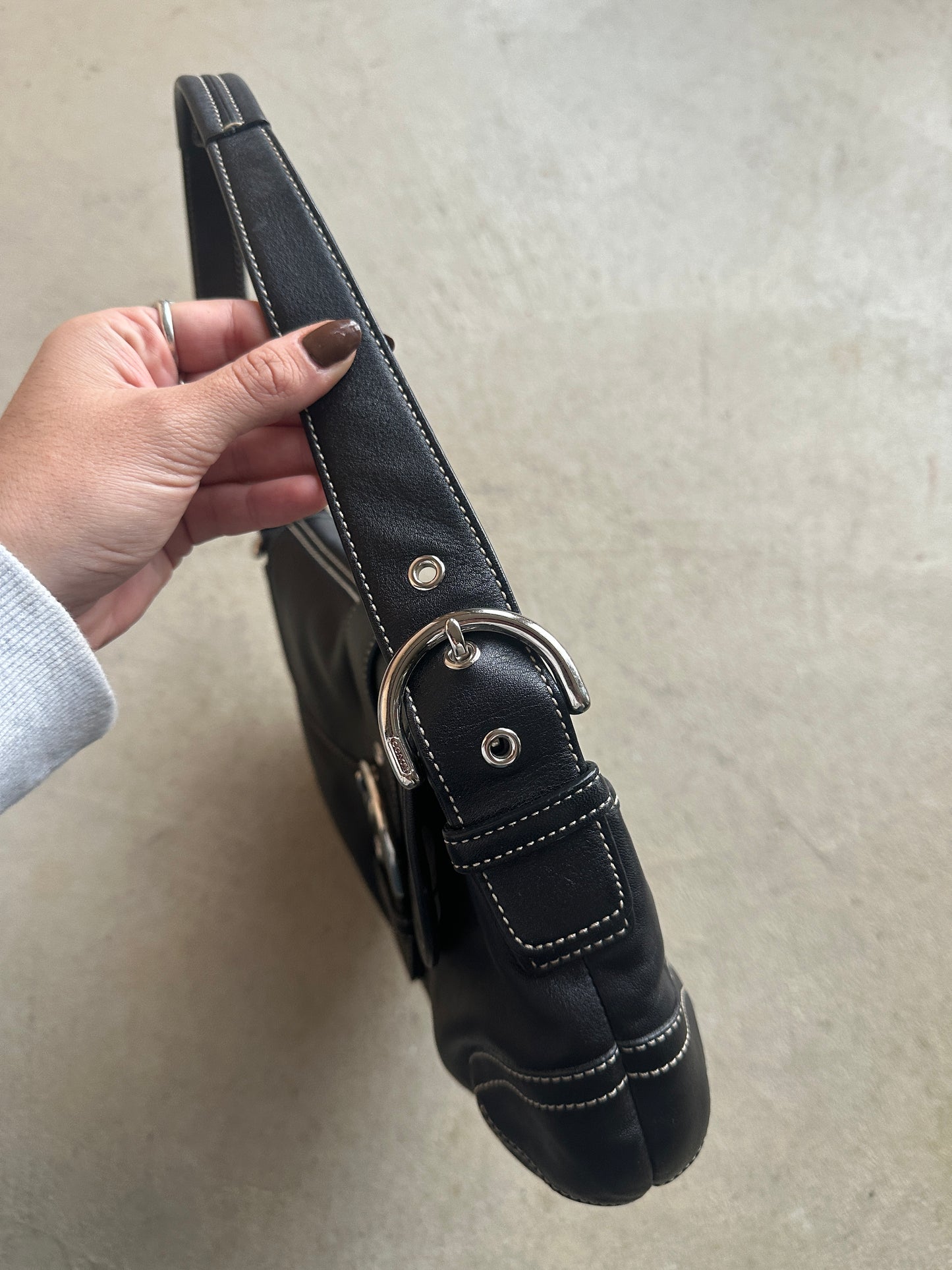 Vintage Coach Black Leather Soho Shoulder Bag