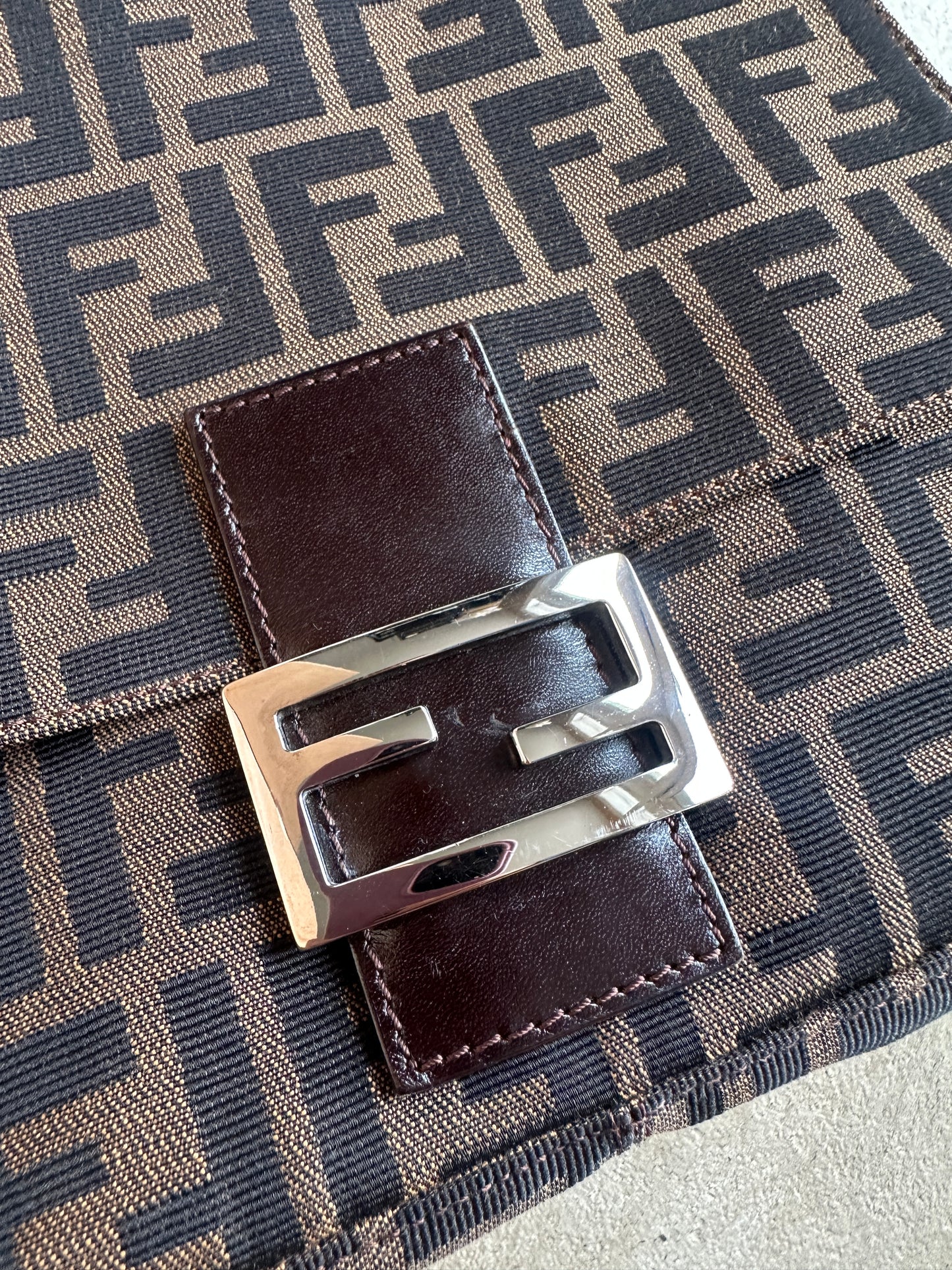 Vintage Fendi Brown Zucca Mama Baguette