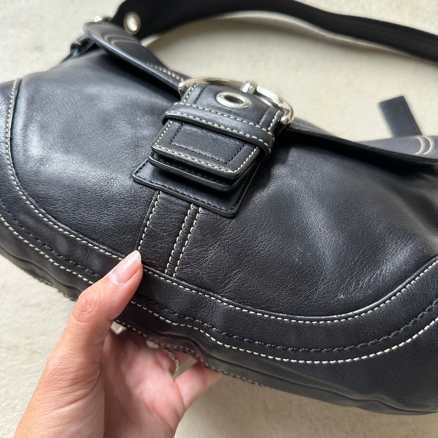 Vintage Y2K Coach Black Leather Soho Shoulder Bag