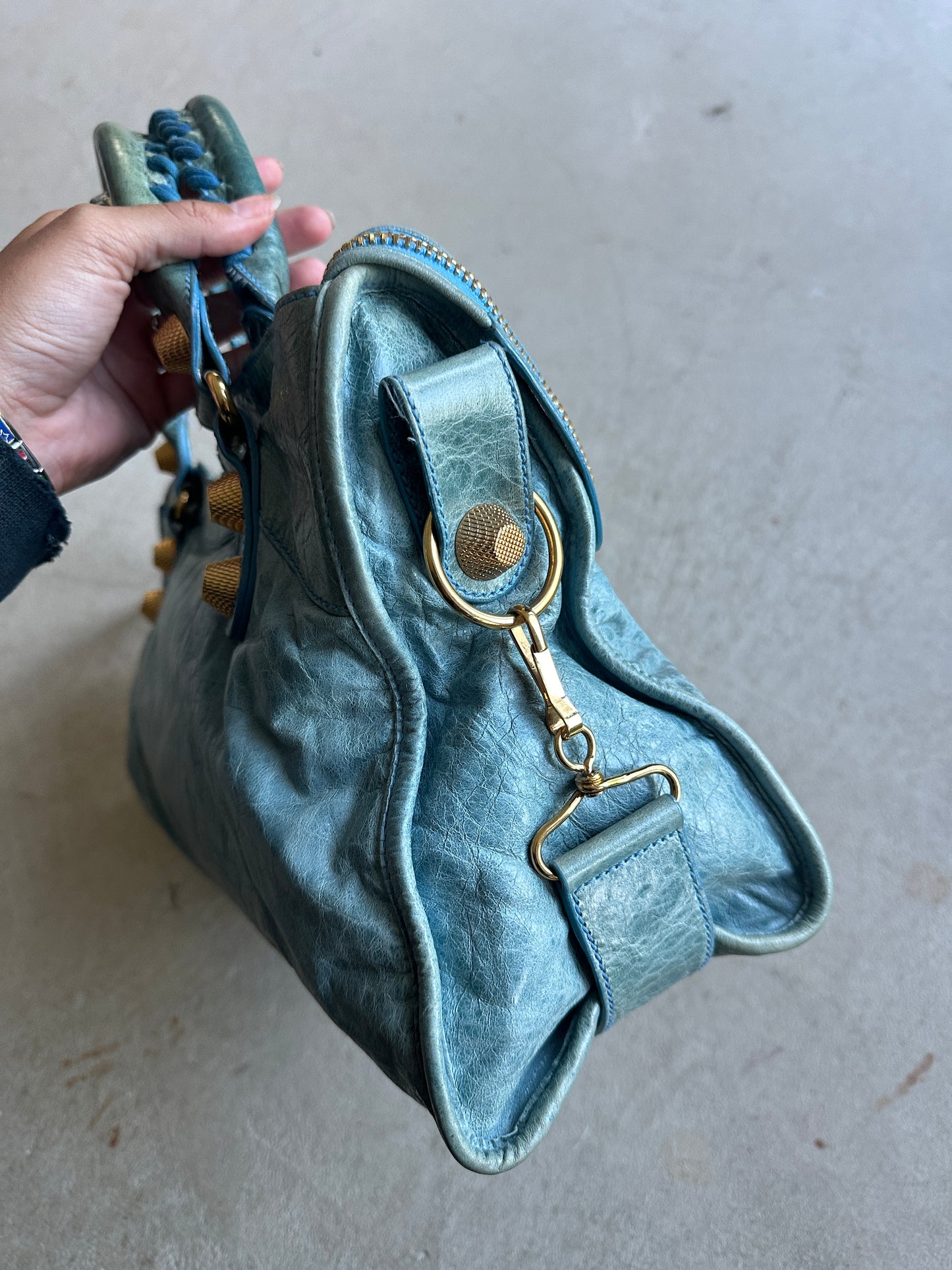 Vintage Faded Blue Balenciaga City Bag