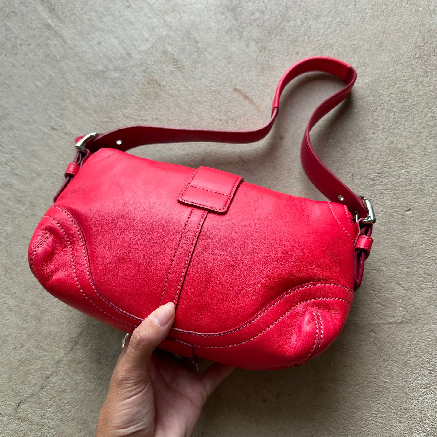 Vintage Y2K Coach Red Mini Leather Square Soho Shoulder Bag