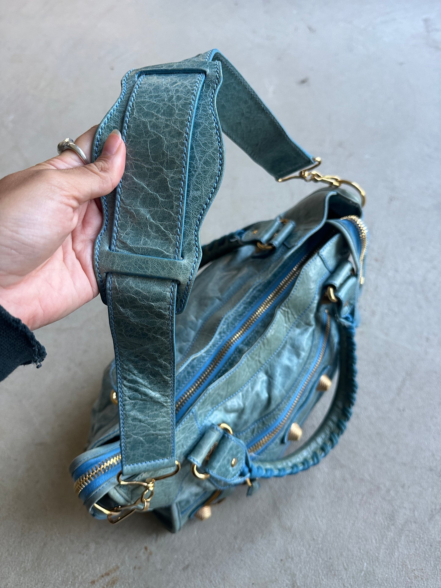 Vintage Faded Blue Balenciaga City Bag