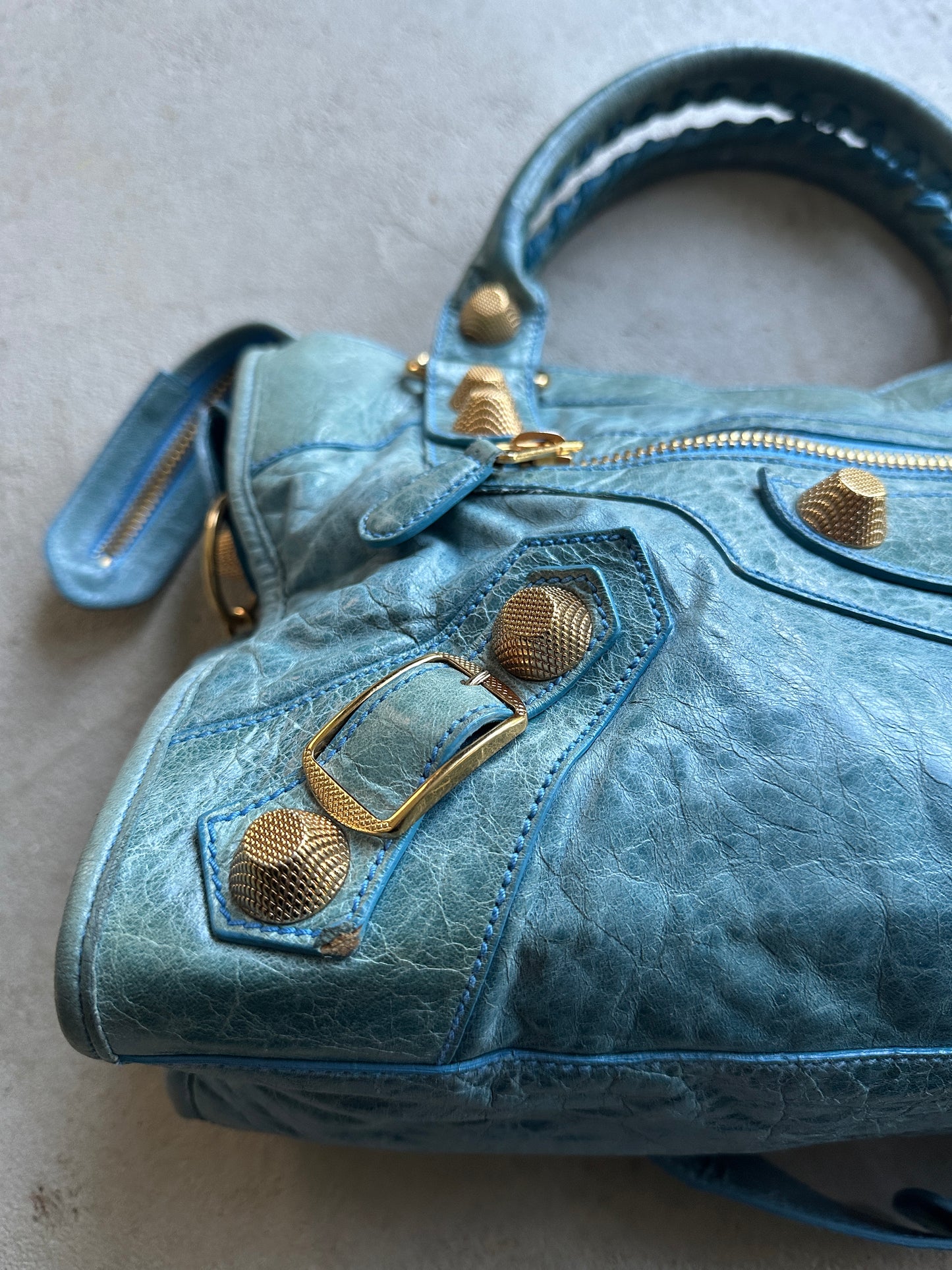 Vintage Faded Blue Balenciaga City Bag