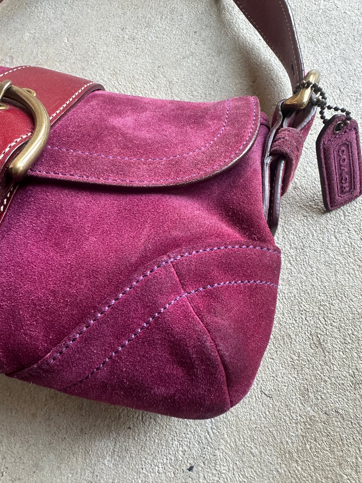 Vintage Purple Suede Coach Soho Mini Shoulder Bag