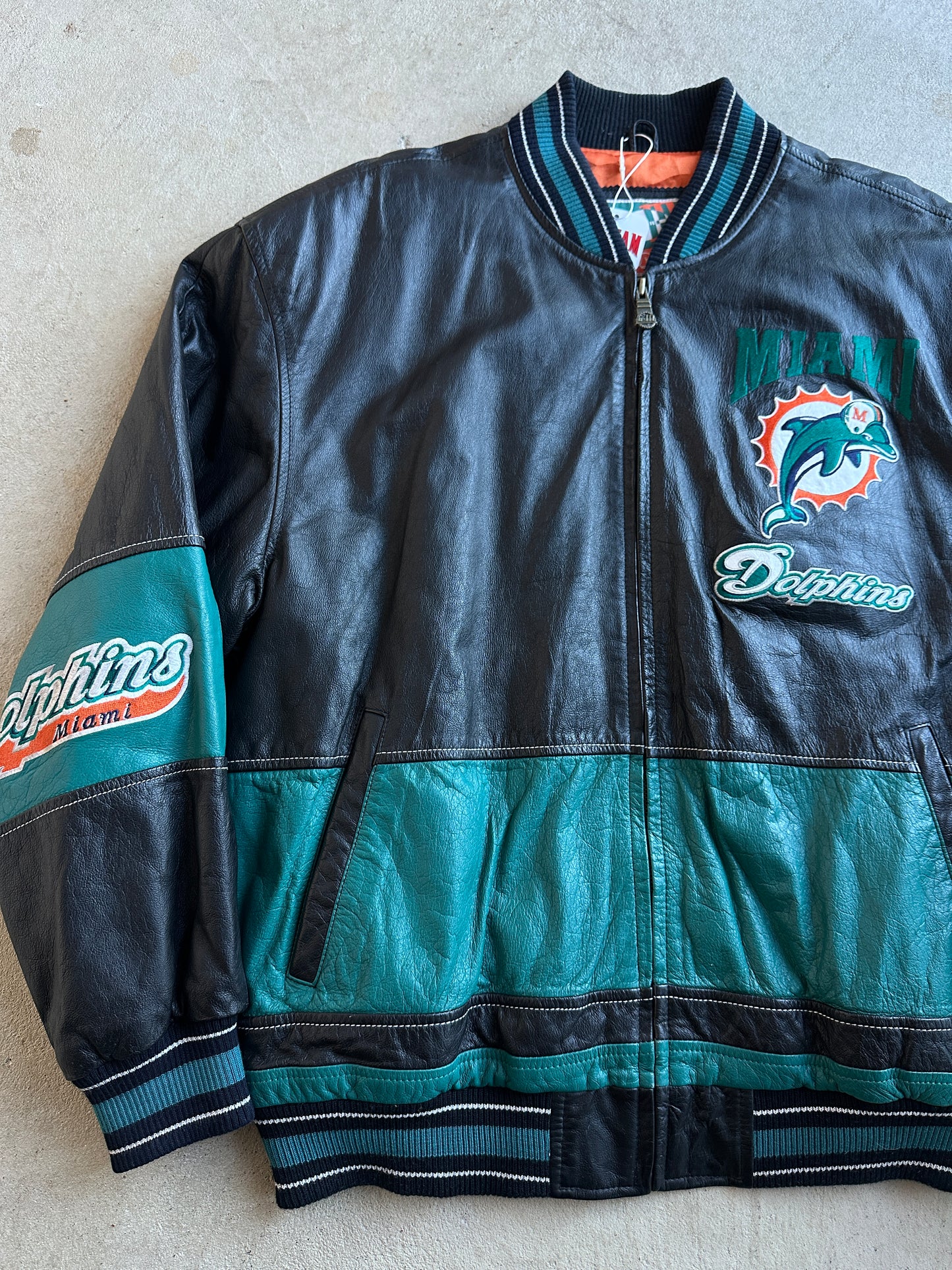 Vintage Leather Miami Dolphins Jacket - L