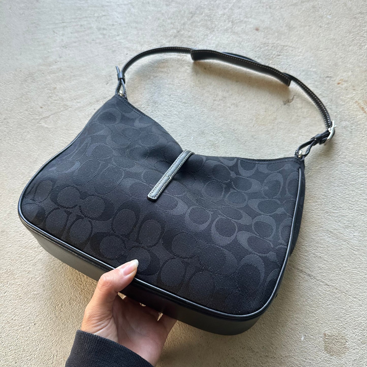 Vintage Y2K Coach Black Canvas Shoulder Bag