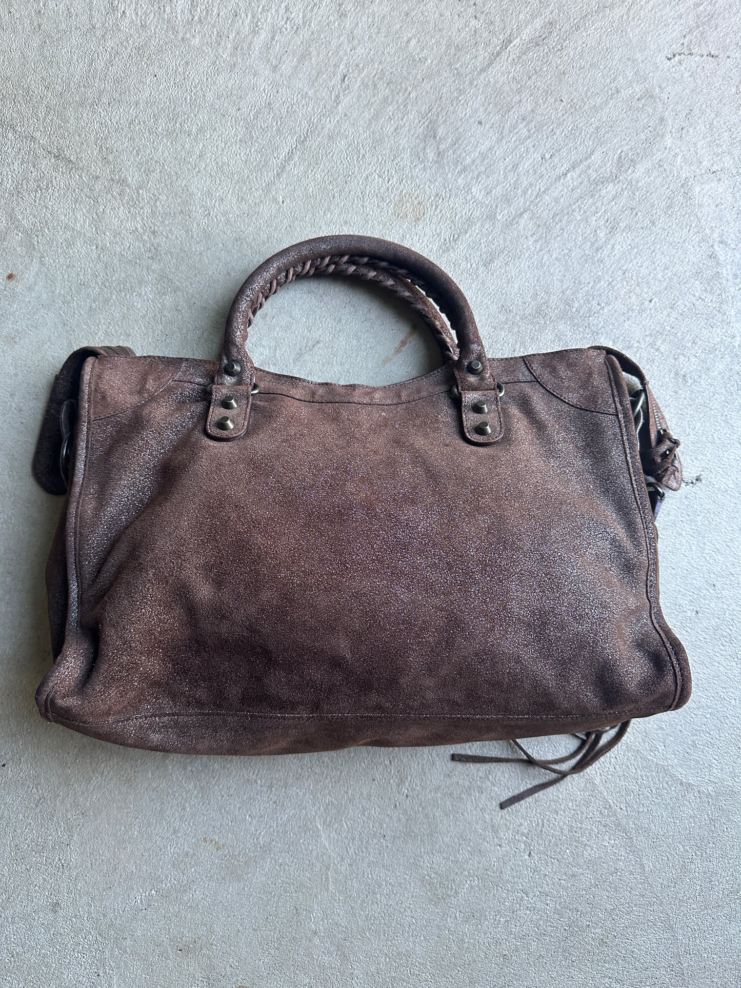 Vintage Rare Brown Metallic Balenciaga City Bag