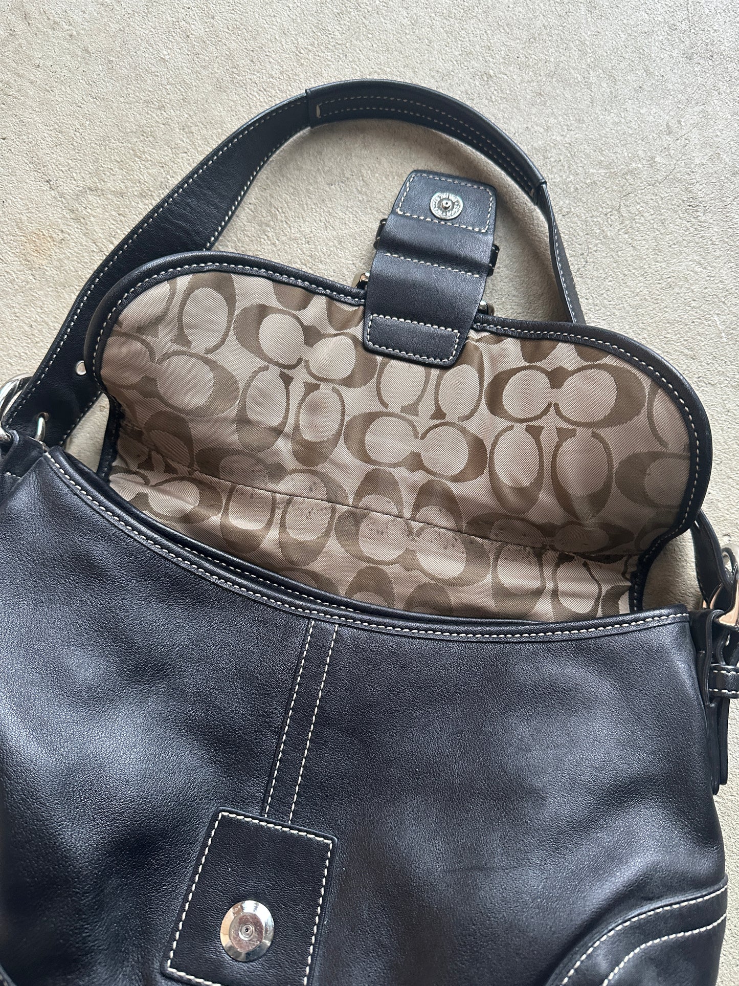 Vintage Coach Black Leather Soho Shoulder Bag