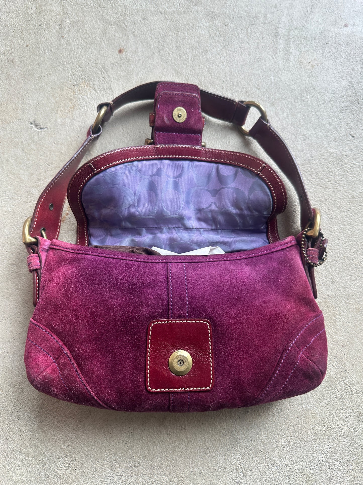 Vintage Purple Suede Coach Soho Mini Shoulder Bag